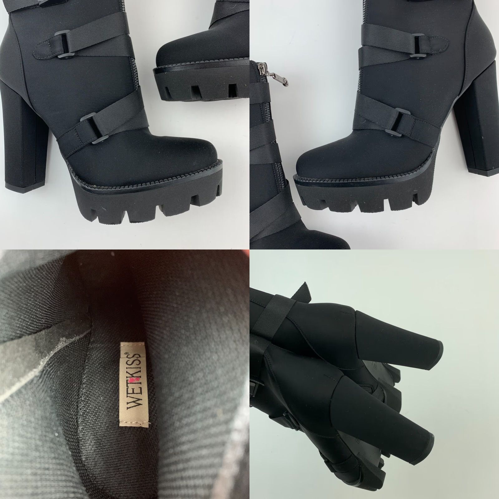 Vintage VINTAGE Wetkiss Combat Chunky Heel Platform Boots Black Straps EU 40 US 9.5 Women Platform Boots Straps 40 9.5 Black Wetkiss Shoes Womens Size US 10 / IT 40 - 8 Thumbnail