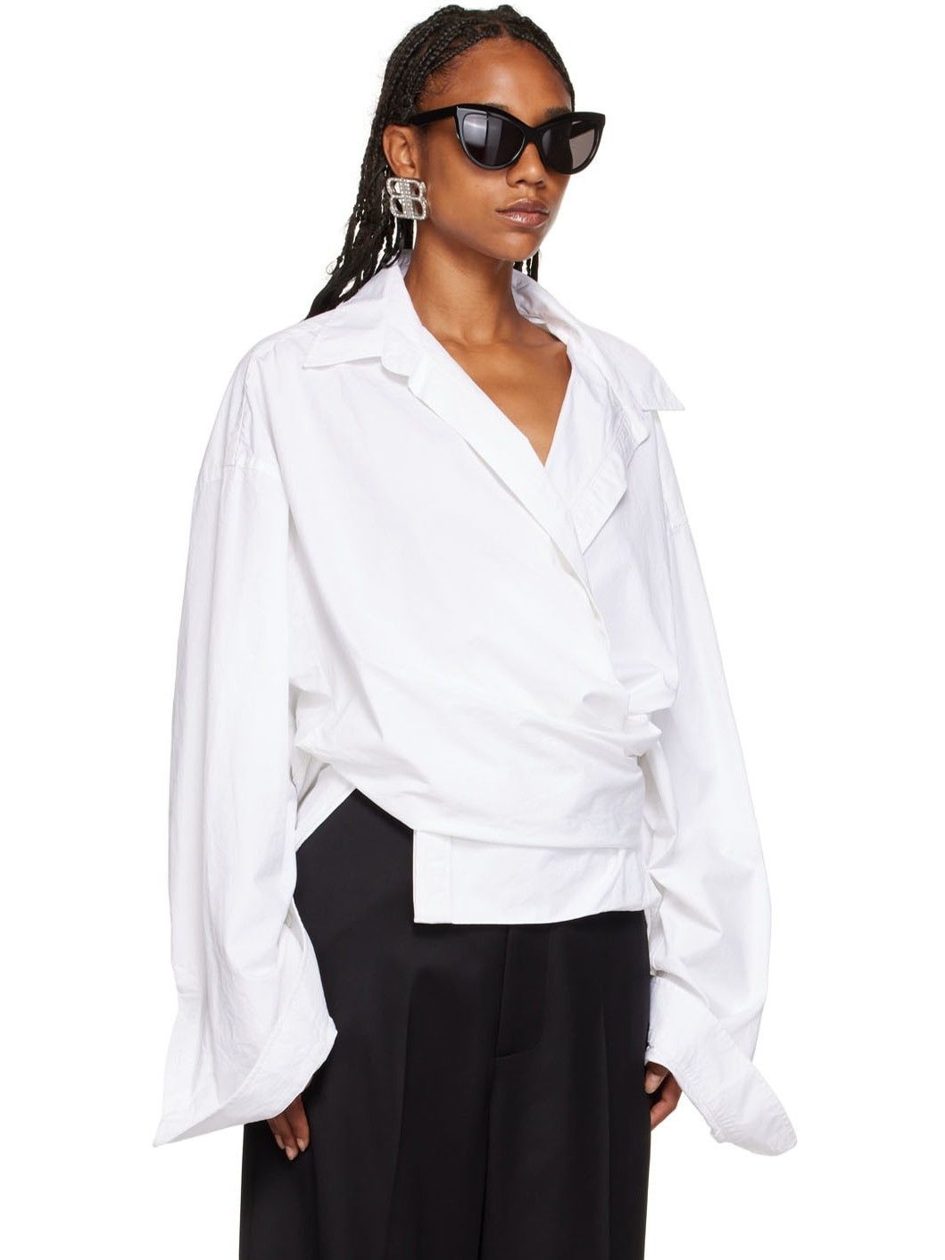 Balenciaga o1y0625 Solid Color Shirt in White Size S / US 4 / IT 40 - 2 Thumbnail