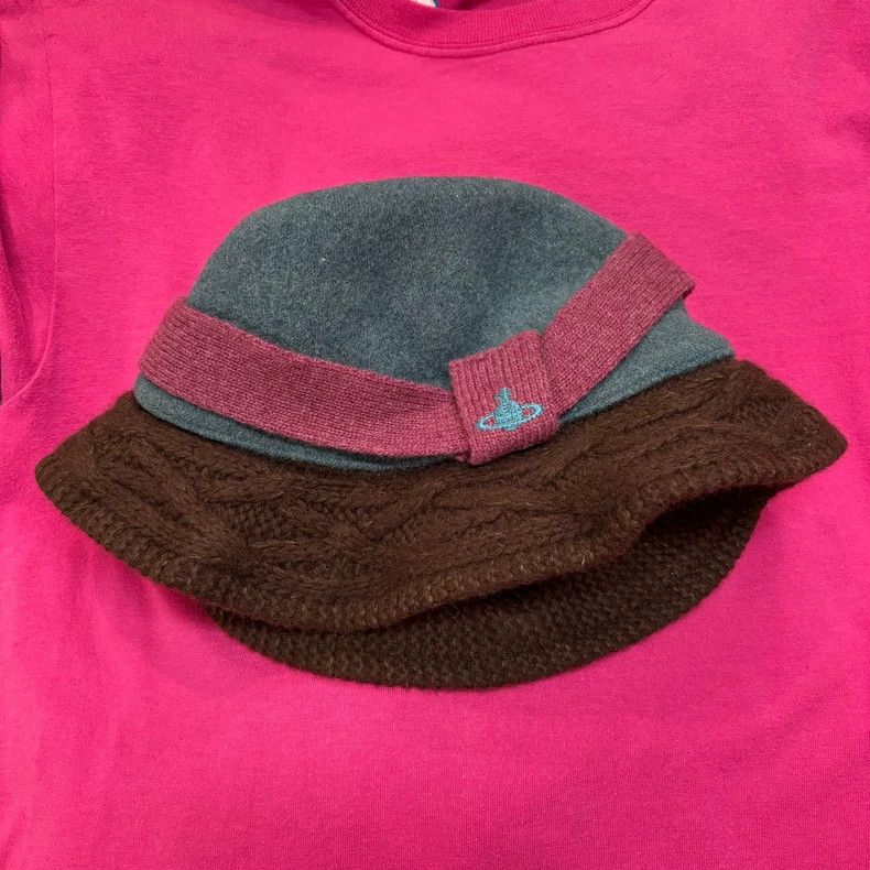 Vivienne Westwood Pink woolen yarn woven Saturn hat