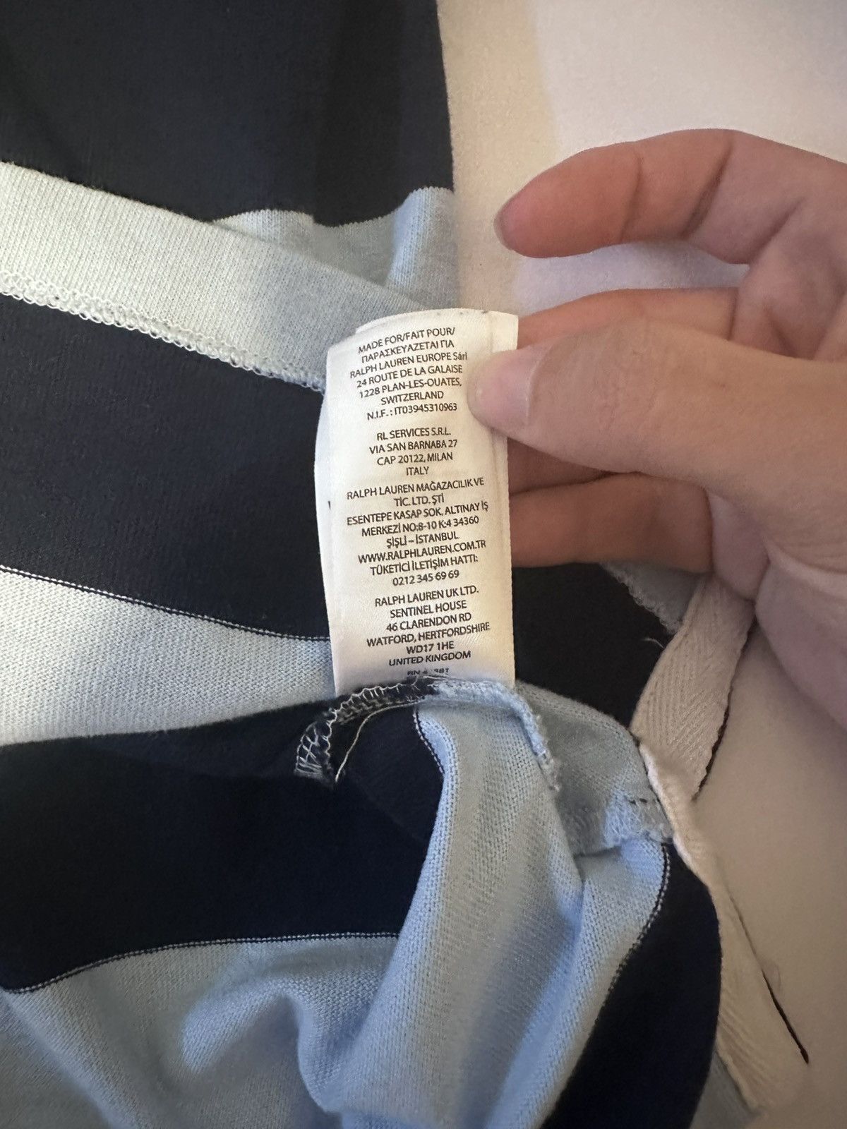 Ralph Lauren Long sleeve polo bear shirt- blue and white stripes, large Size US L / EU 52-54 / 3 - 5 Thumbnail