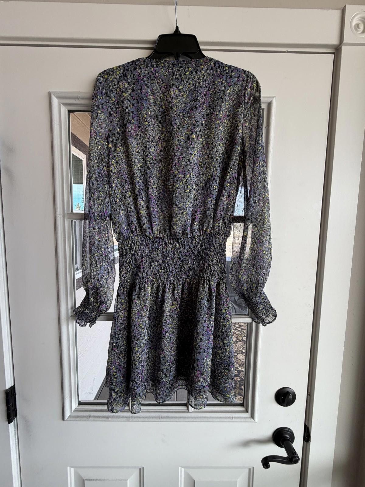 Other WHBM Pointillism Blouson Dress Long Sleeves S Metallic Size S / US 4 / IT 40 - 10 Thumbnail