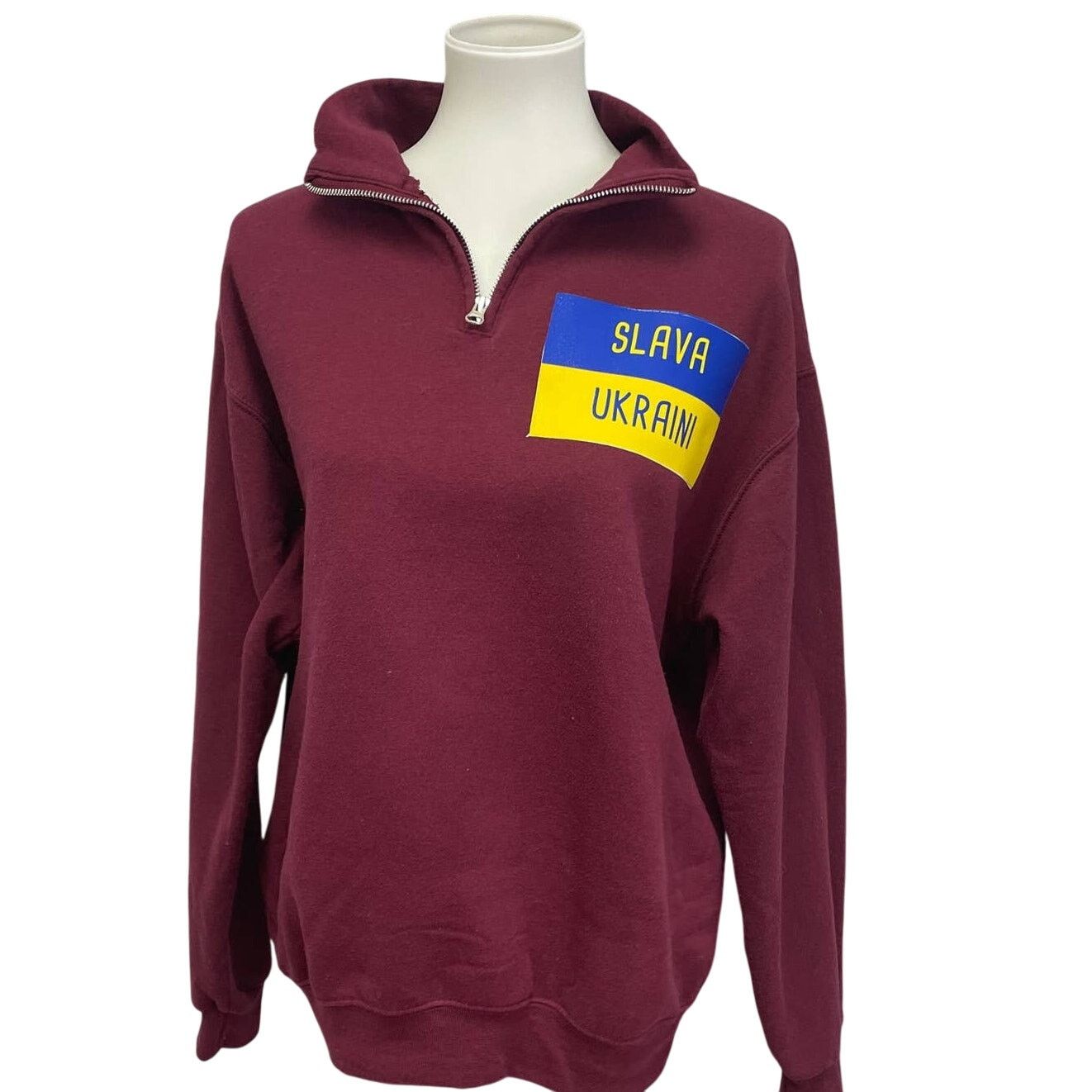 Jerzees Hand Printed Men Medium Slava Ukraini Long Sleeve Sweatshirt Size US M / EU 48-50 / 2 - 1 Thumbnail
