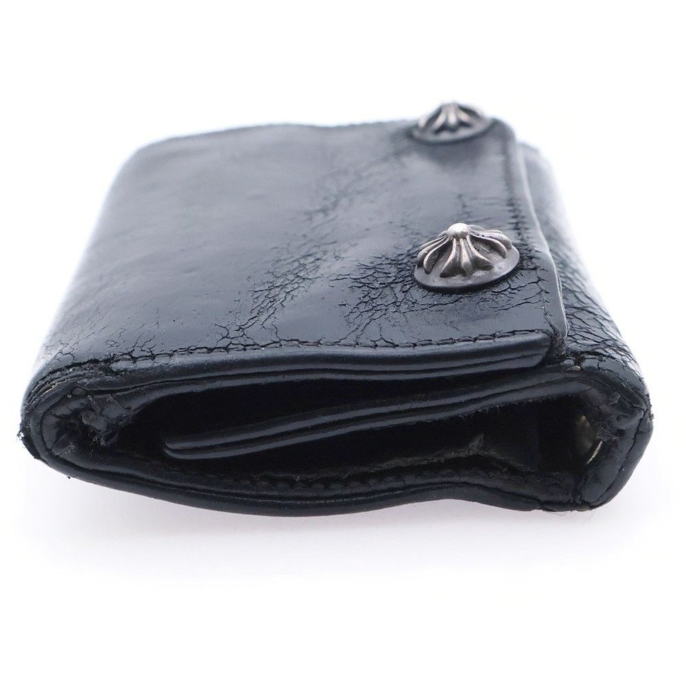 CHROME HEARTS 3 Fold Cross Ball Button Wallet Black