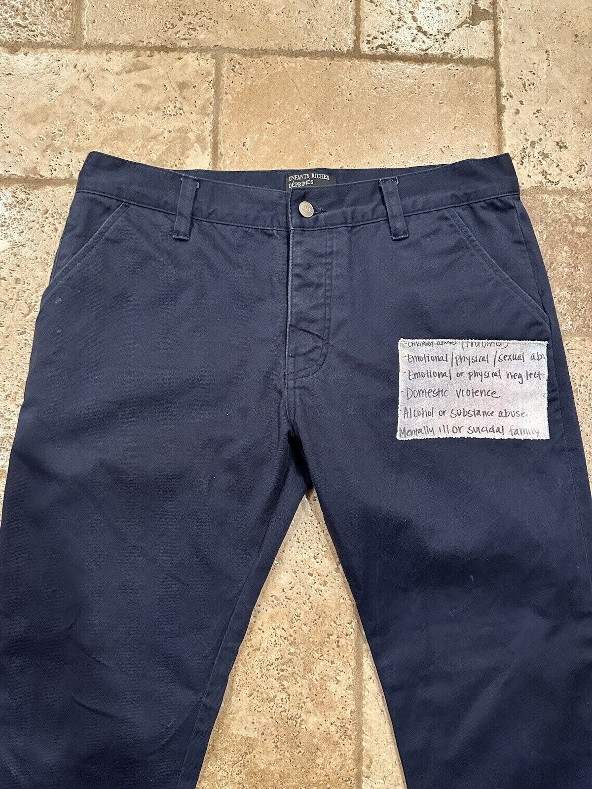 Enfants Riches Deprimes Enfants Riches Deprimes Navy Chino Henri Patch Work Pants Size US 34 / EU 50 - 2 Thumbnail