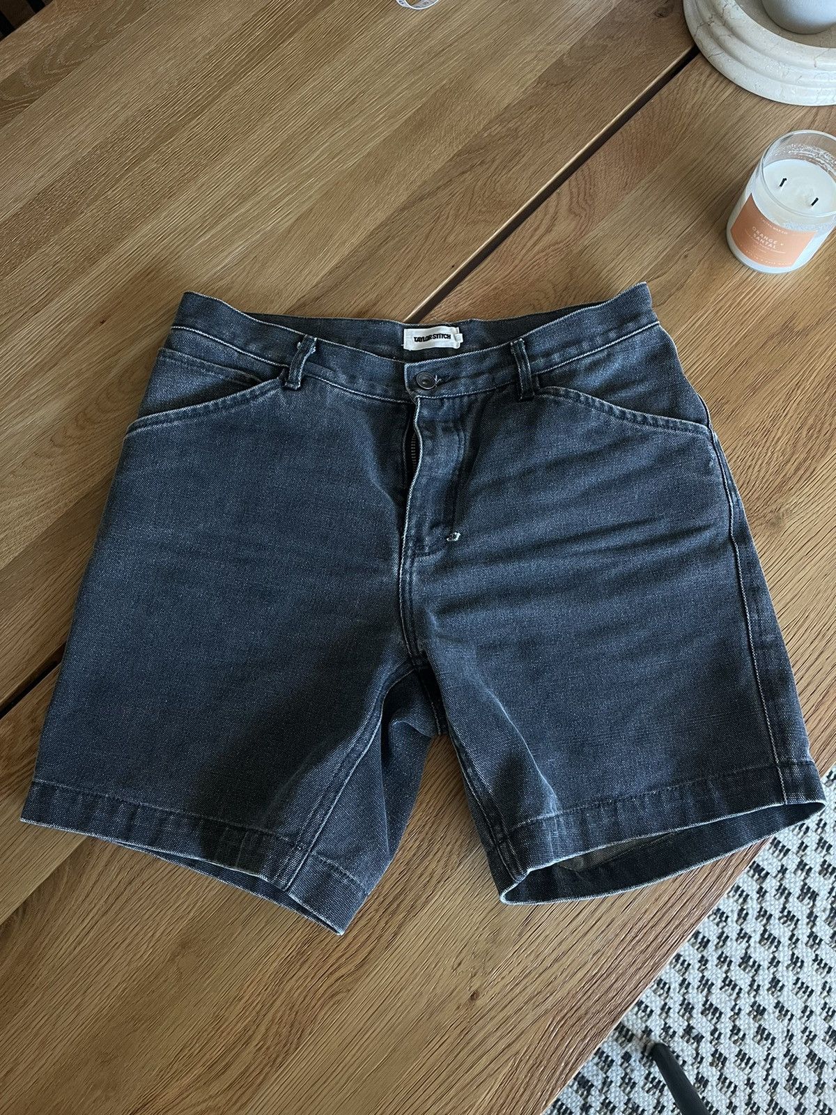 Taylor Stitch The Camp Short in Coal Chipped Canvas 32 Grailed