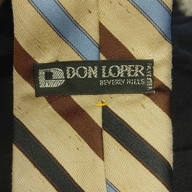 Other Don Loper Beverly Hills Mens Polyester Beige/Blue Stripe Tie Size ONE SIZE - 2 Thumbnail