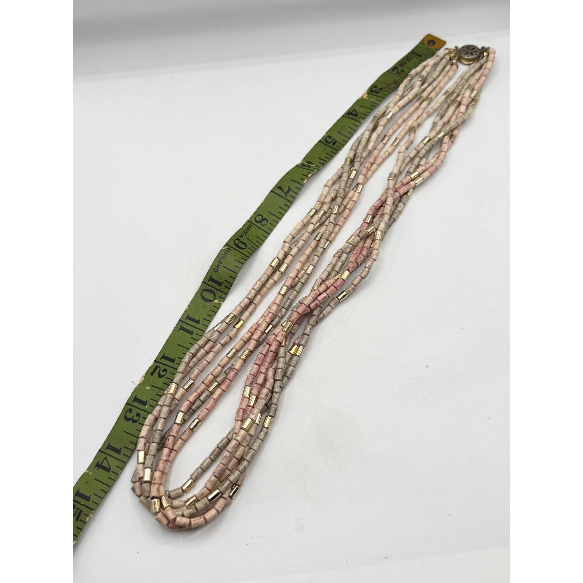 Vintage Vintage Pastel Neutral Gold Tube Barrel Bead Beaded Multi St Size ONE SIZE - 5 Thumbnail