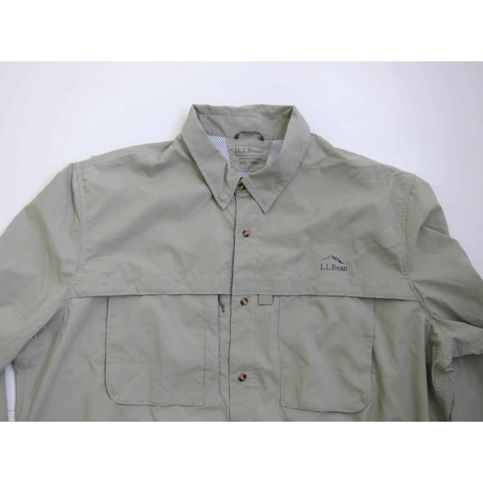 Vintage L.L. Bean Nylon Stretch Green Zip Pocket Button Down Long Sleeve Pack Shirt XXL Size US XXL / EU 58 / 5 - 4 Thumbnail