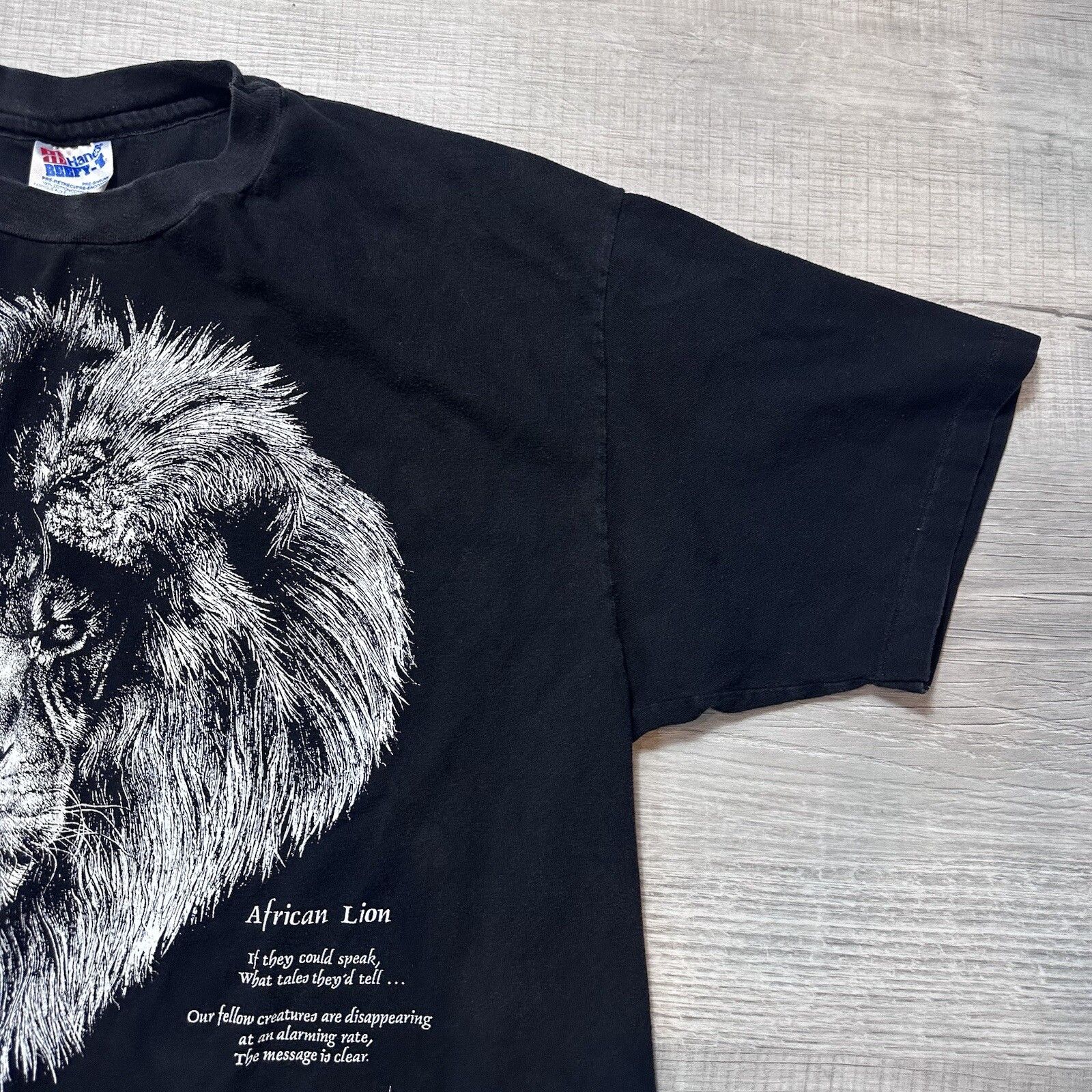 Hanes Vintage 90s Me On Mother Earth Black Lion XL T-Shirt USA Size US XL / EU 56 / 4 - 4 Thumbnail