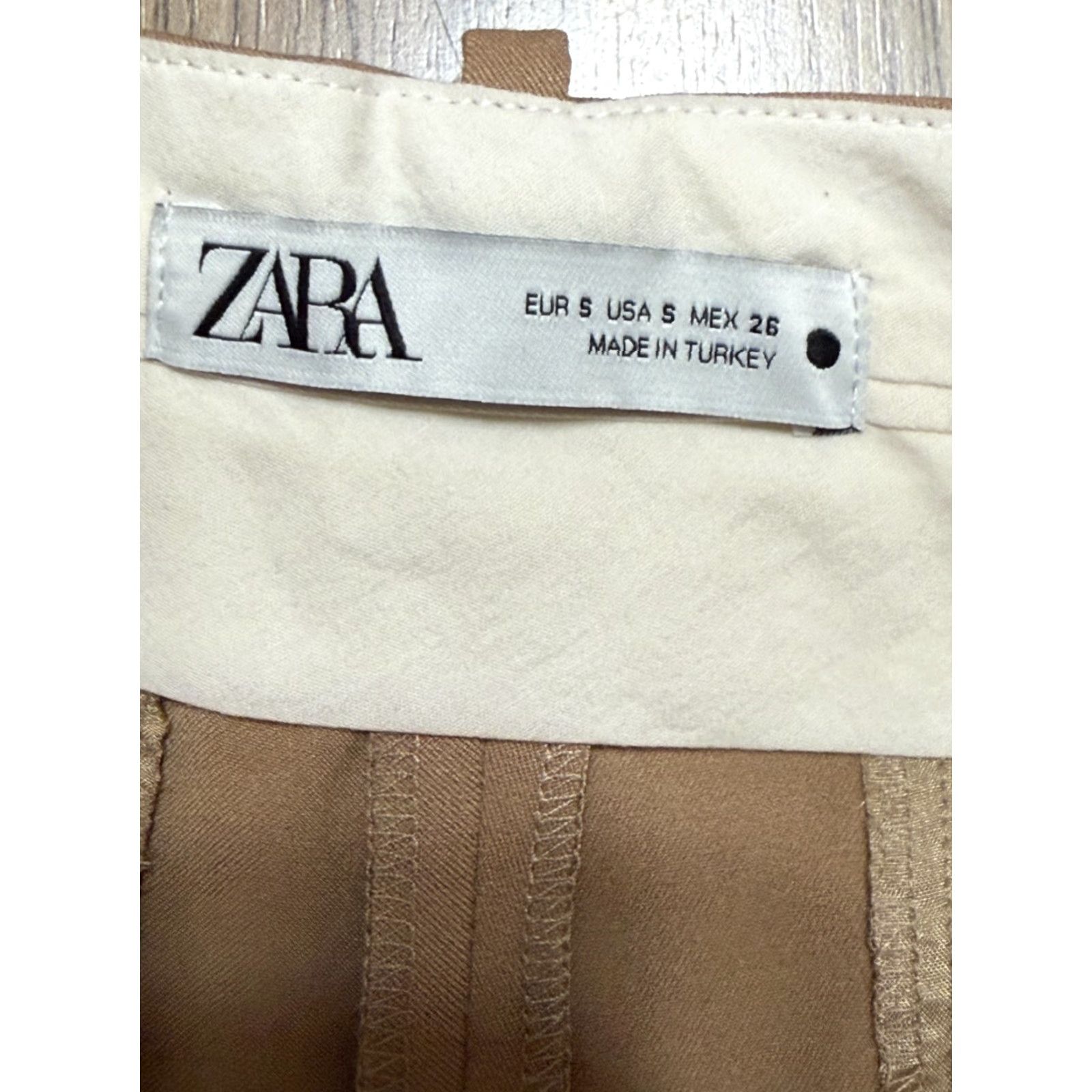 Zara ZARA Pants Women's Size Small Brown Pleated Dress Pants 40" Length Size 28" / US 6 / IT 42 - 4 Thumbnail