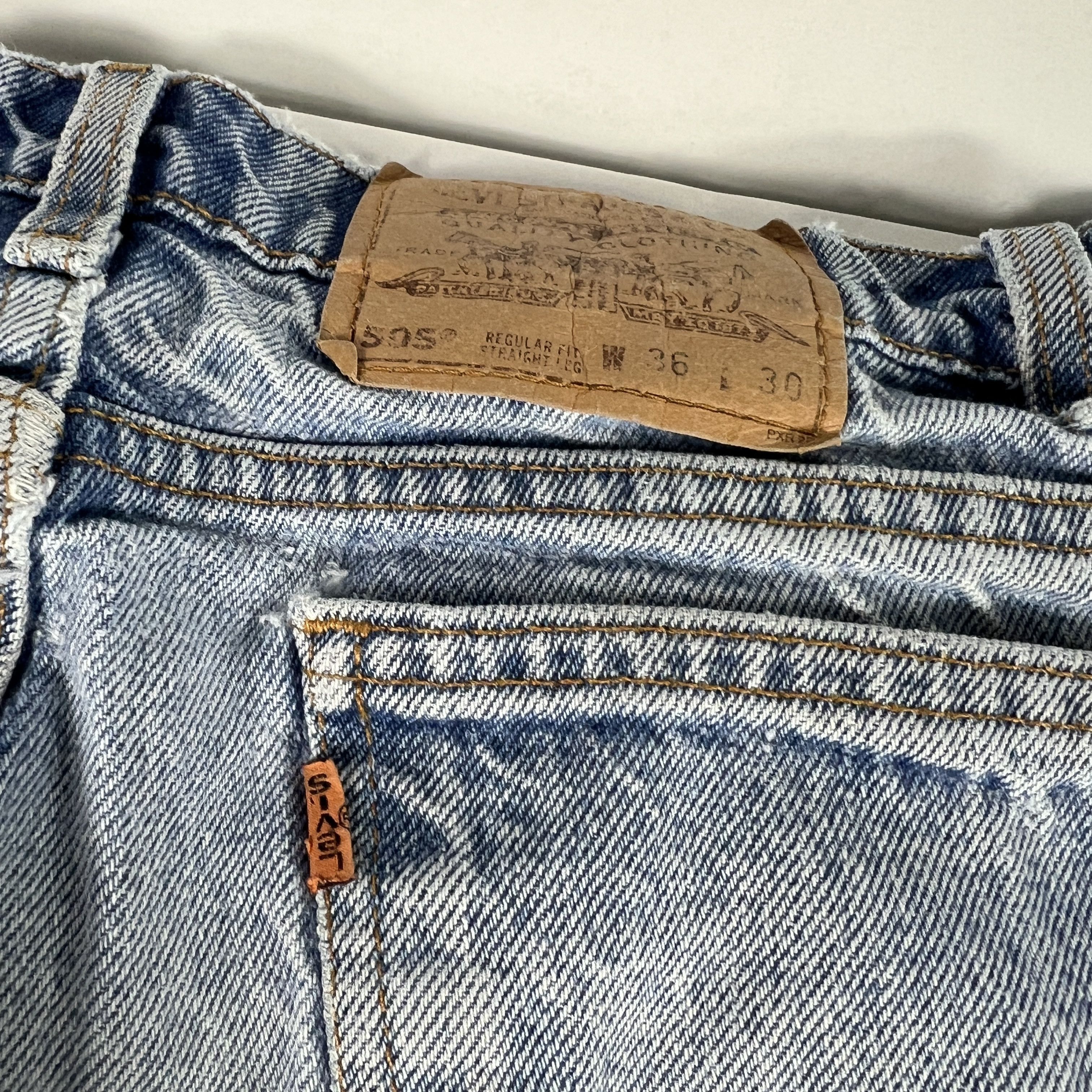 Levi's × Vintage VTG 90s Levi's Jeans 505 Straight Blue Denim Orange Tab Size US 34 / EU 50 - 16 Thumbnail