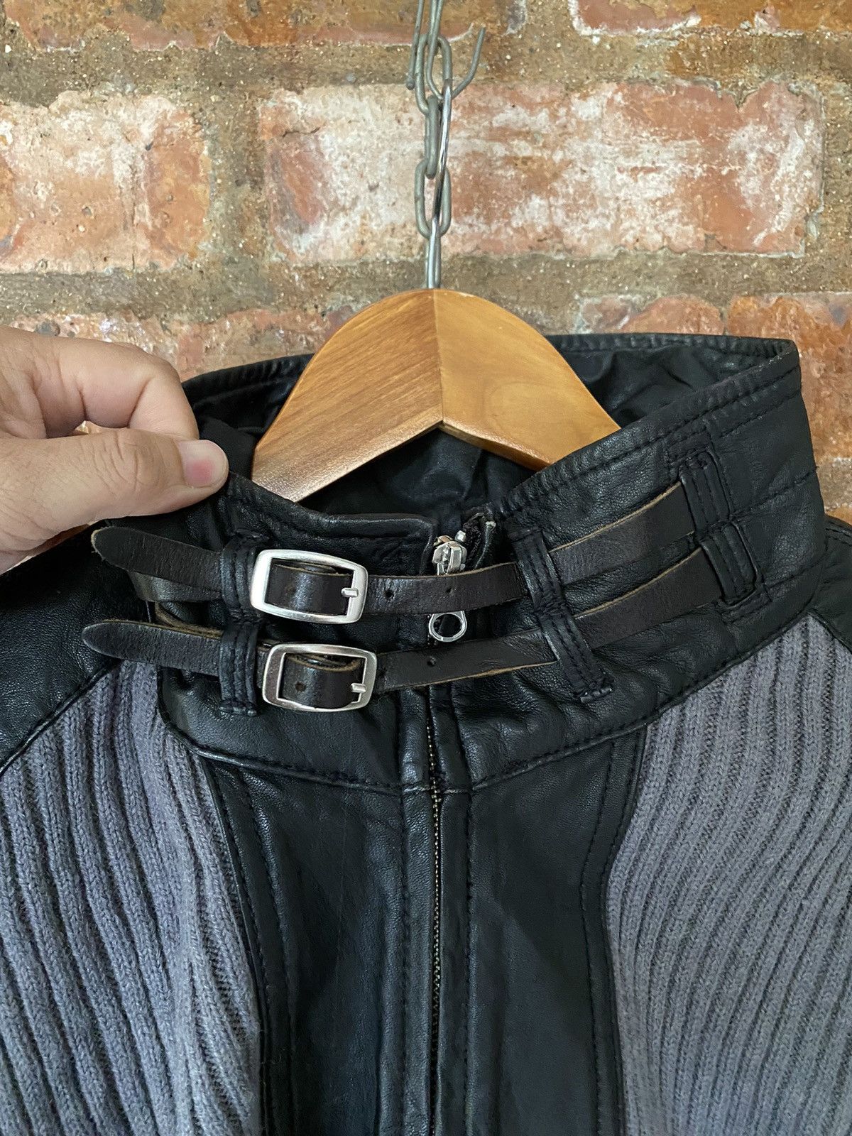 Sheepskin Leather and knit jacket