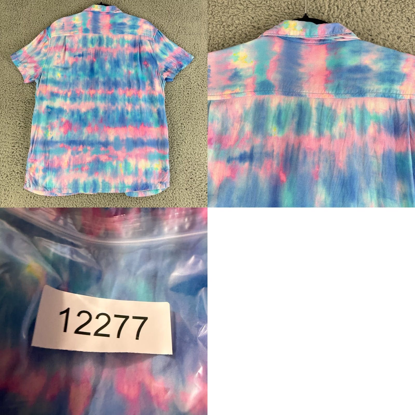 Chubbies Chubbies The Mr. Cool Button-Up Shirt Mens Medium Blue Pink Tie Dye Short Sleeve Size US M / EU 48-50 / 2 - 9 Thumbnail