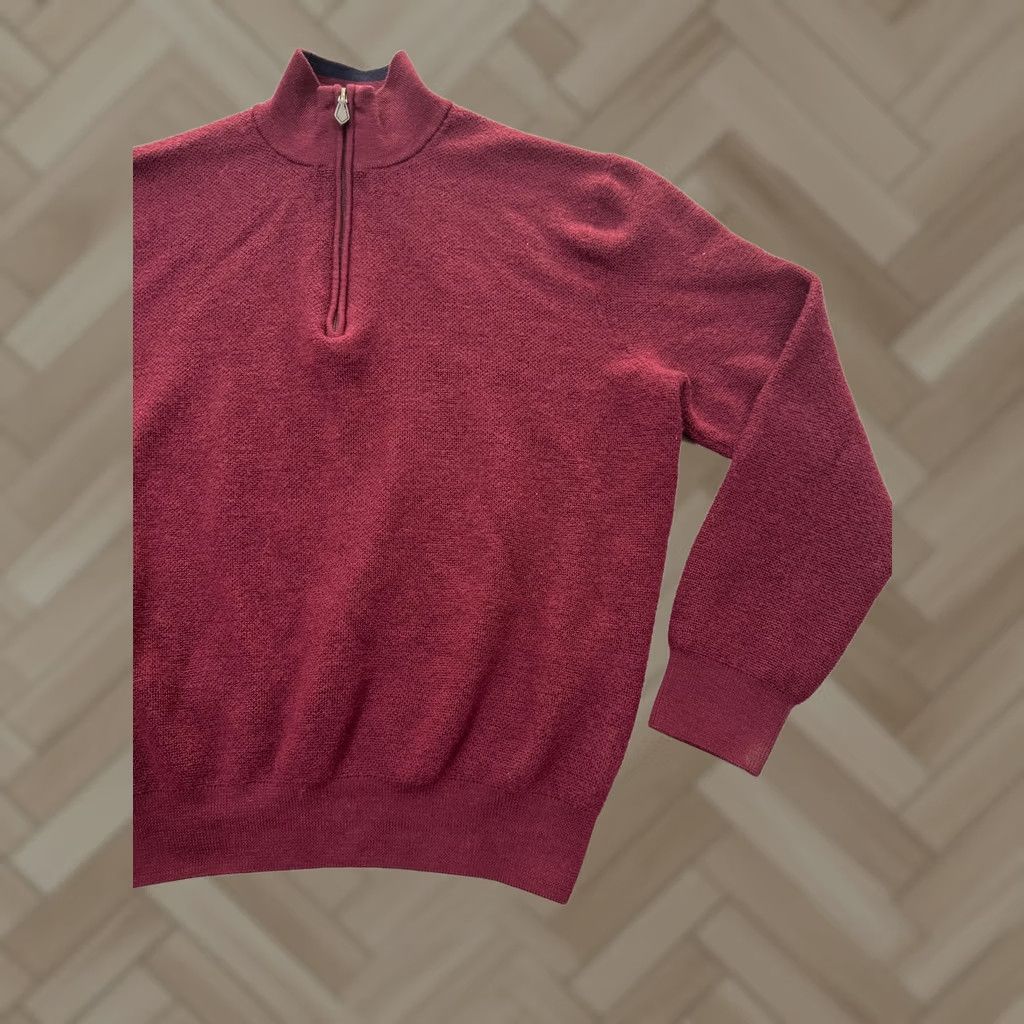 Brooks Brothers Brooks Brothers Sweater Mens Extra Large Red 1/4 Zip Merino Wool Pullover Size US XL / EU 56 / 4 - 1 Thumbnail
