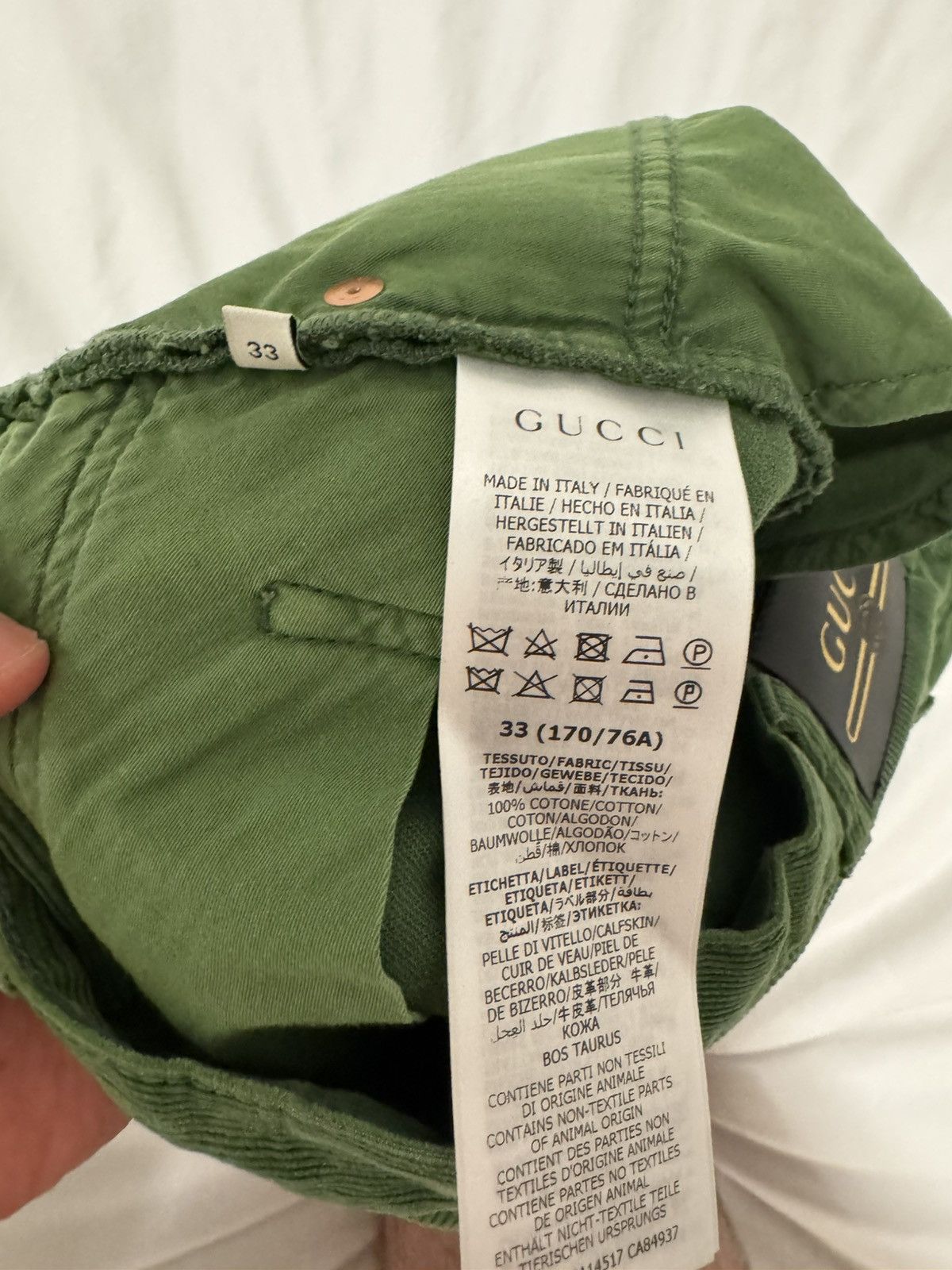 Gucci Gucci Green Washed Velvet Corduroy Trousers (FW 2021) Size US 33 - 5 Thumbnail