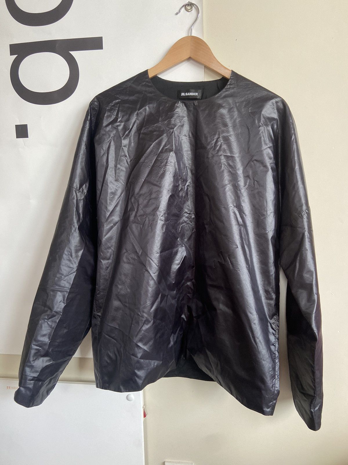 image of Jil Sander x Raf Simons Fw12 Leather Crewneck Top in Black, Men's (Size Medium)