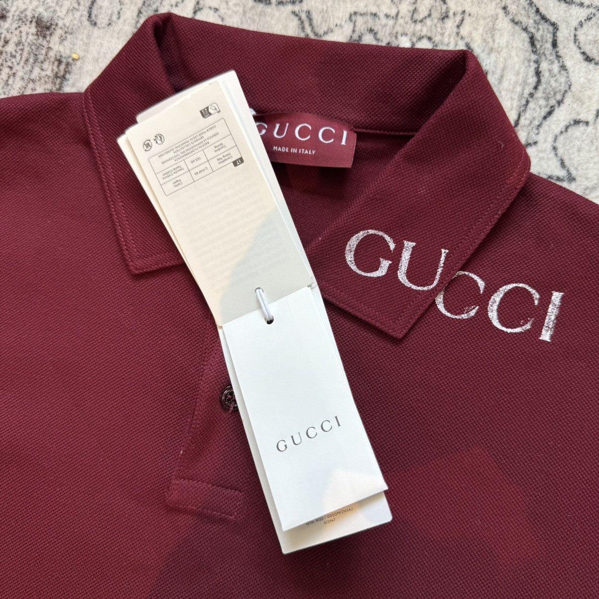 Gucci Gucci Collar Logo Polo Burgundy Size US L / EU 52-54 / 3 - 4 Thumbnail