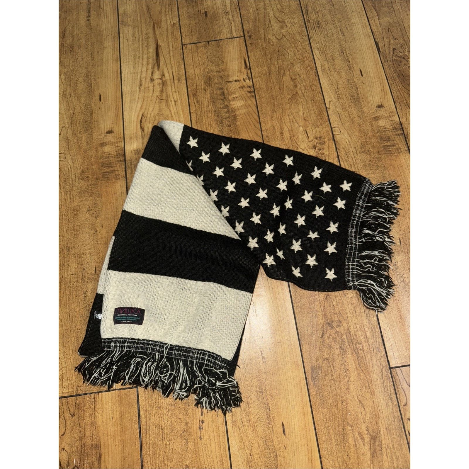 Mishka Mishka NYC American Flag Scarf Black And Cream Size ONE SIZE - 1 Thumbnail
