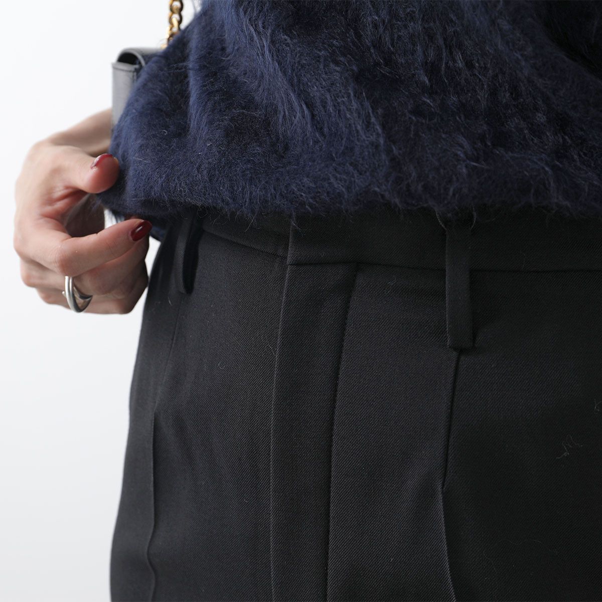 Saint Laurent Paris o1s1wg110225 698286 High-Waisted Pant Wool Gabardine Black Size 30" / US 8 / IT 44 - 4 Thumbnail