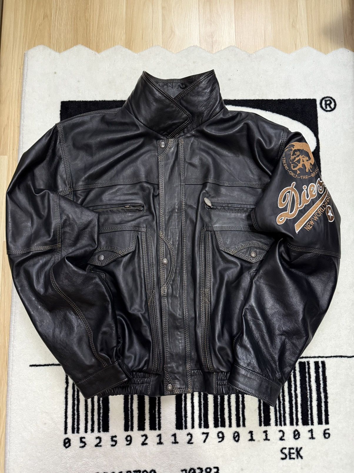 Vintage black leather jacket Diesel vintage Size US XXL / EU 58 / 5 - 3 Thumbnail