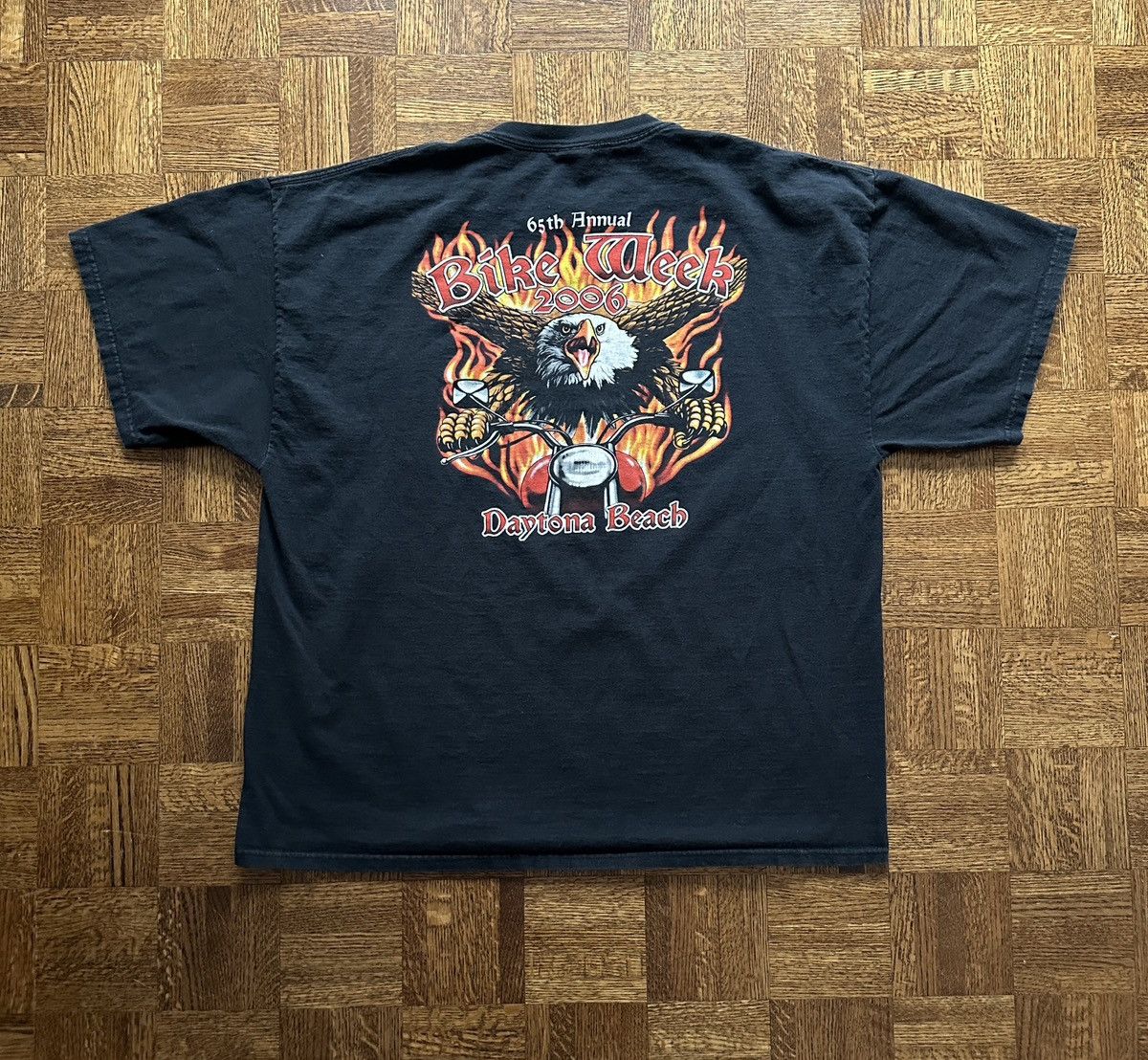 Vintage Vintage Y2K Daytona Beach Bike Week Flames Eagle Graphic Tee Size US XXL / EU 58 / 5 - 2 Thumbnail