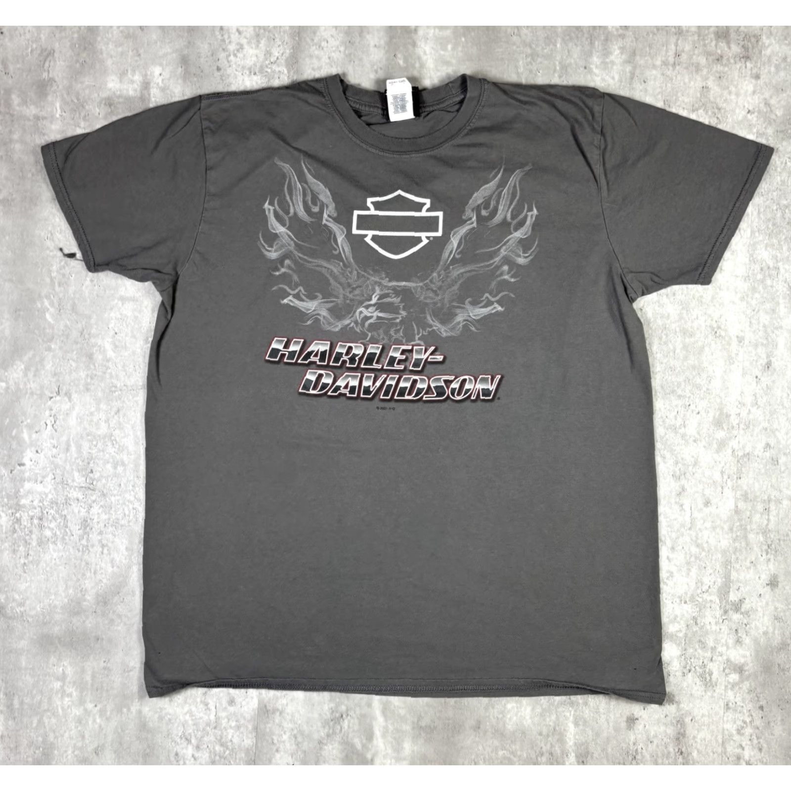 Harley Davidson VINTAGE Harley-Davidson Flame Bird Biker T Shirt Gray XL Mens Crew Neck Short Sleeve Graphic Print Cotton-XL Men’s T-Shirt Size US XL / EU 56 / 4 - 2 Thumbnail
