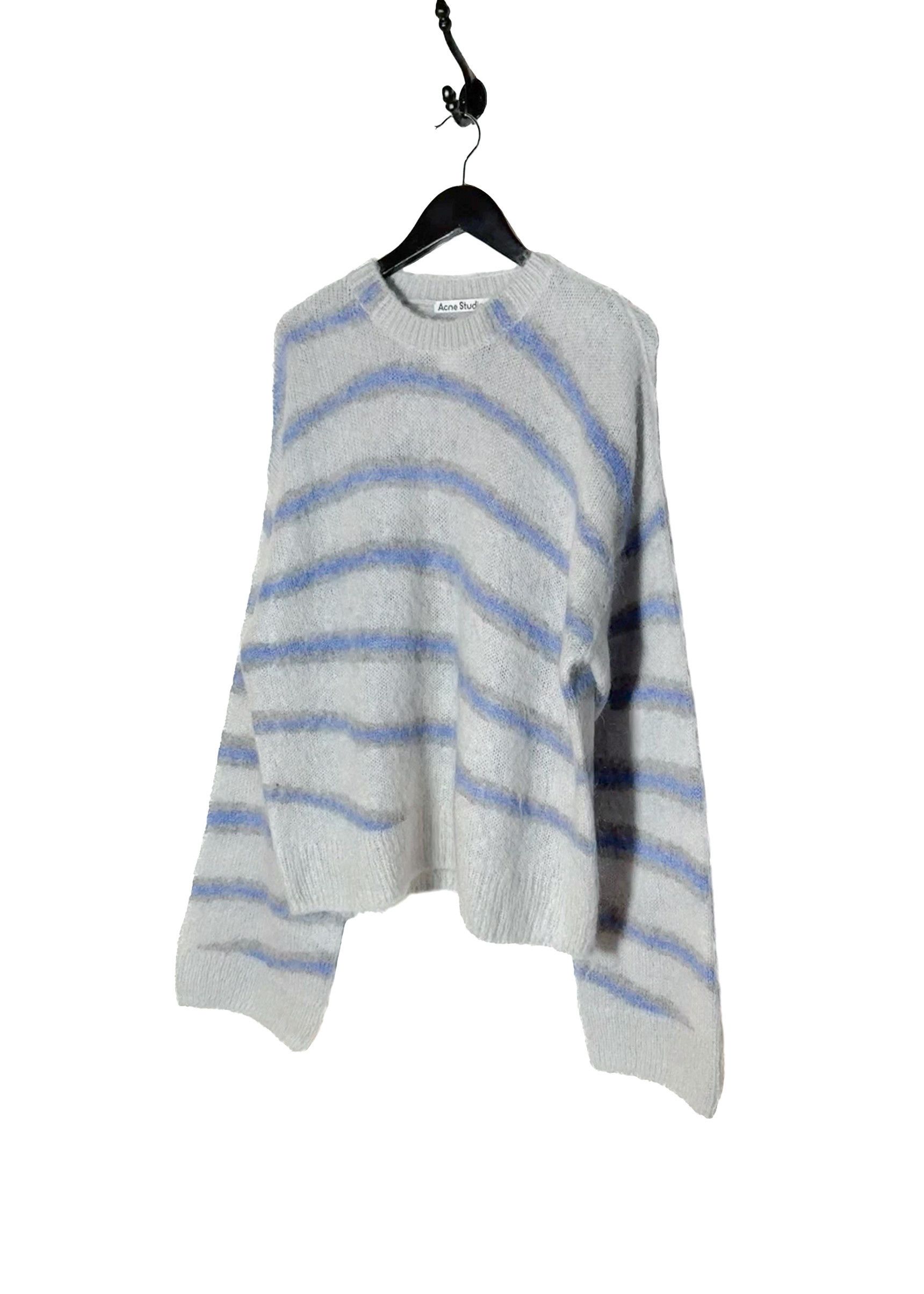 Acne Studios Acne Studios Blue Striped Mohair Blend Grey Knit Sweater Size XL / US 12-14 / IT 48-50 - 2 Thumbnail