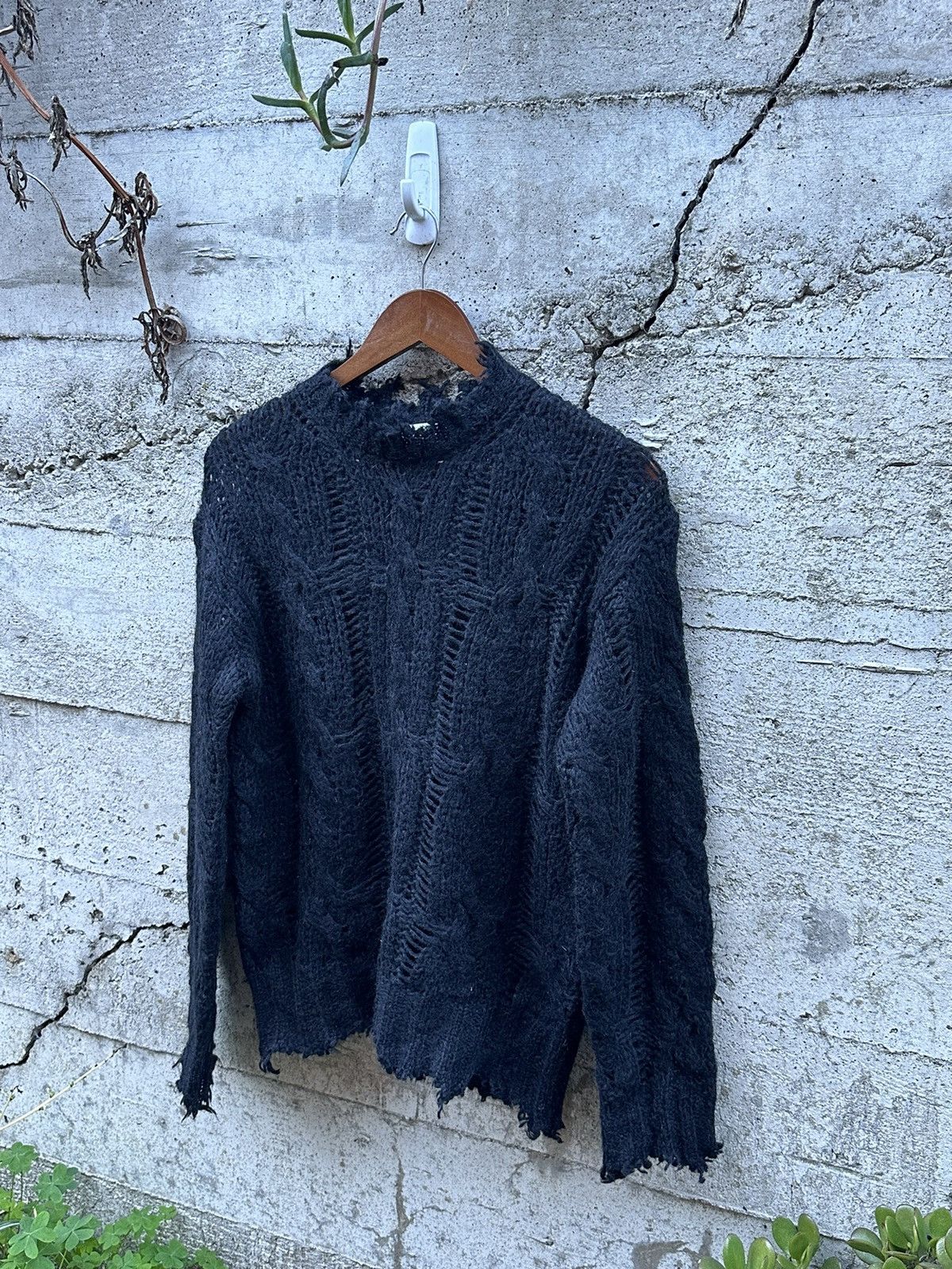 image of Grail Acne Studios Raw Edge Grunge Sweater in Black, Men's (Size Medium)
