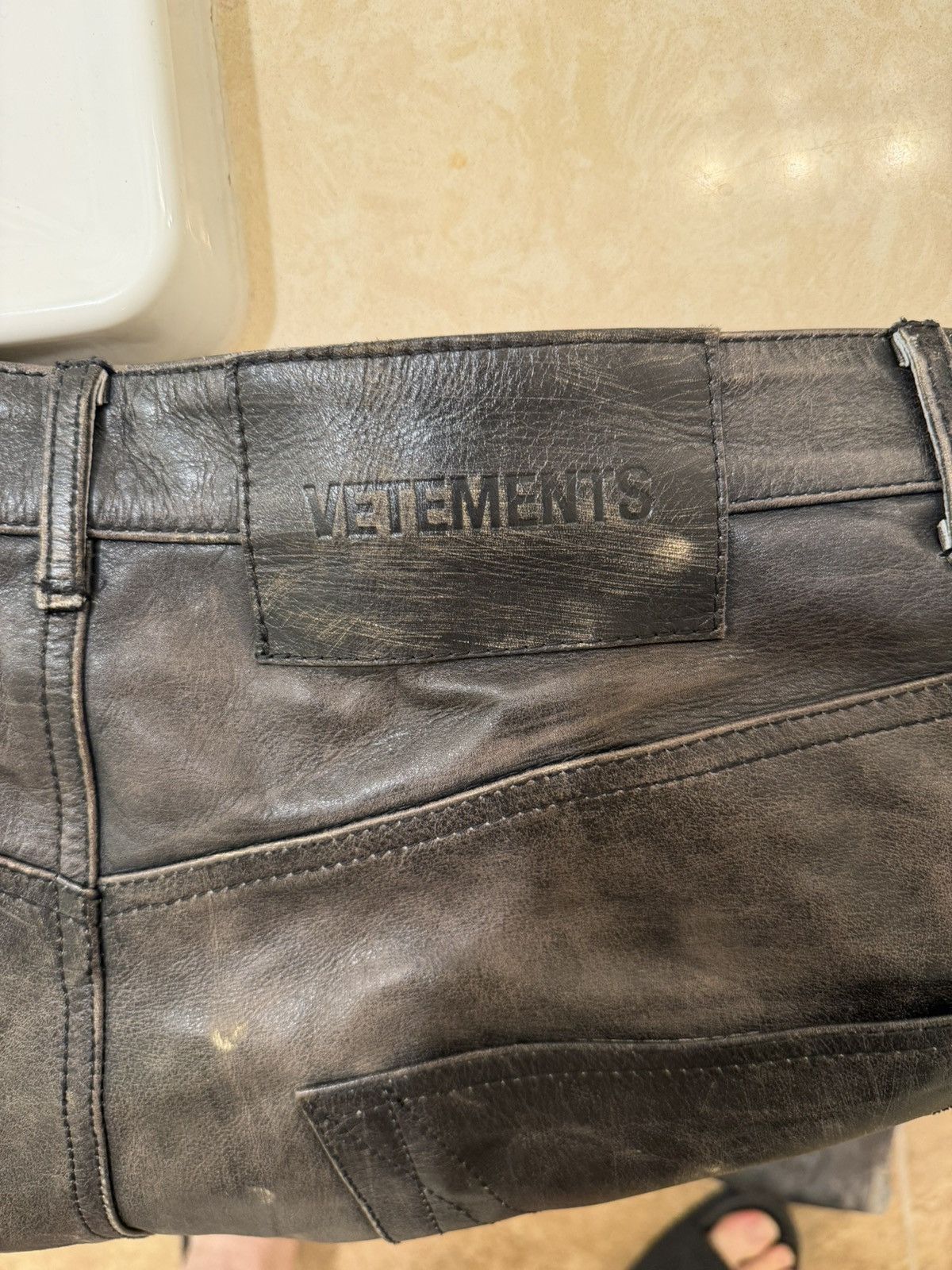 Vetements Vetements Calf Leather Pants – Natural Patina – Size M Size US 33 - 14 Thumbnail