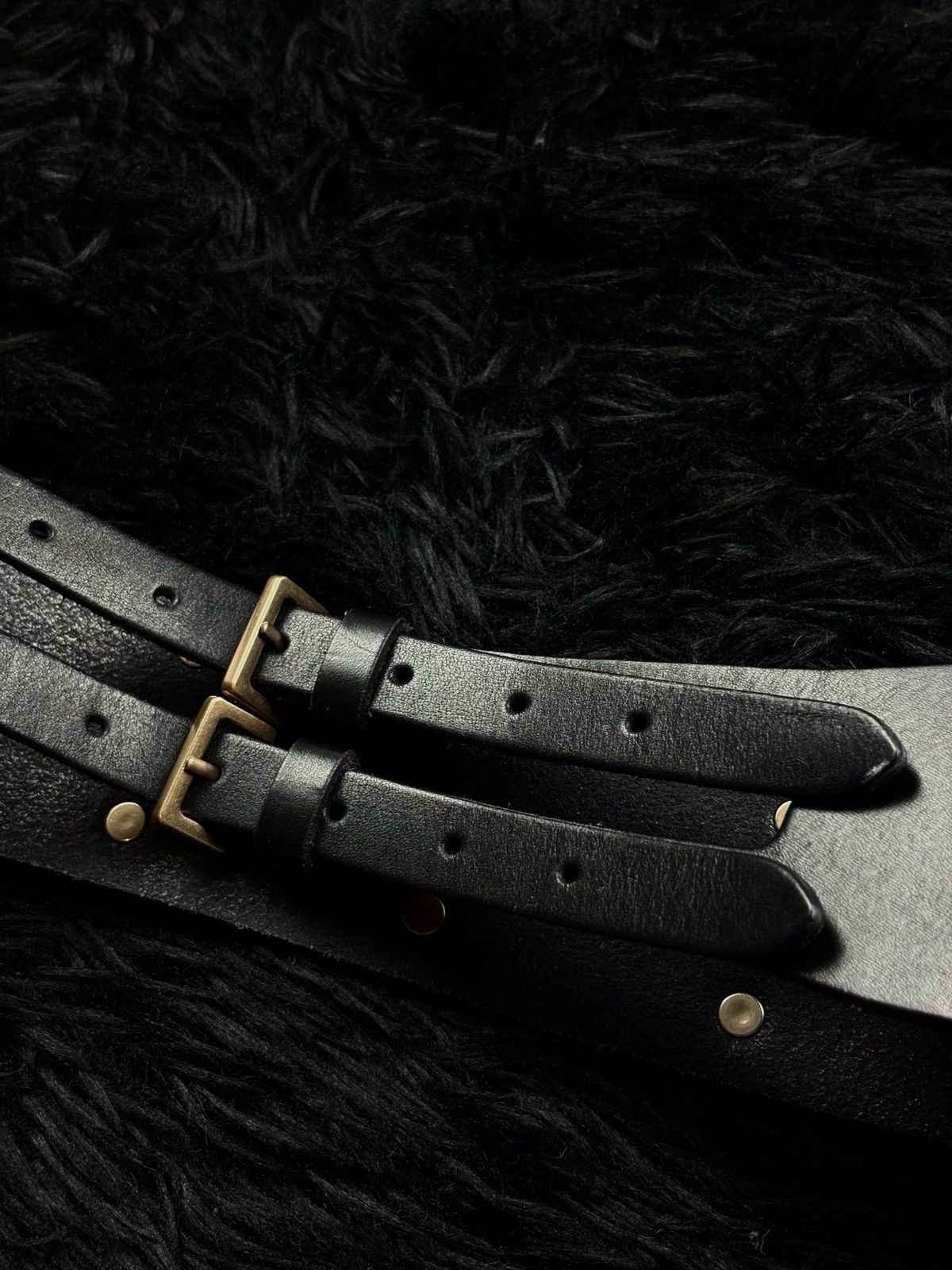 Allsaints Allsaints Avantgarde Archive Double Pyramids Leather Belt Size ONE SIZE - 7 Thumbnail