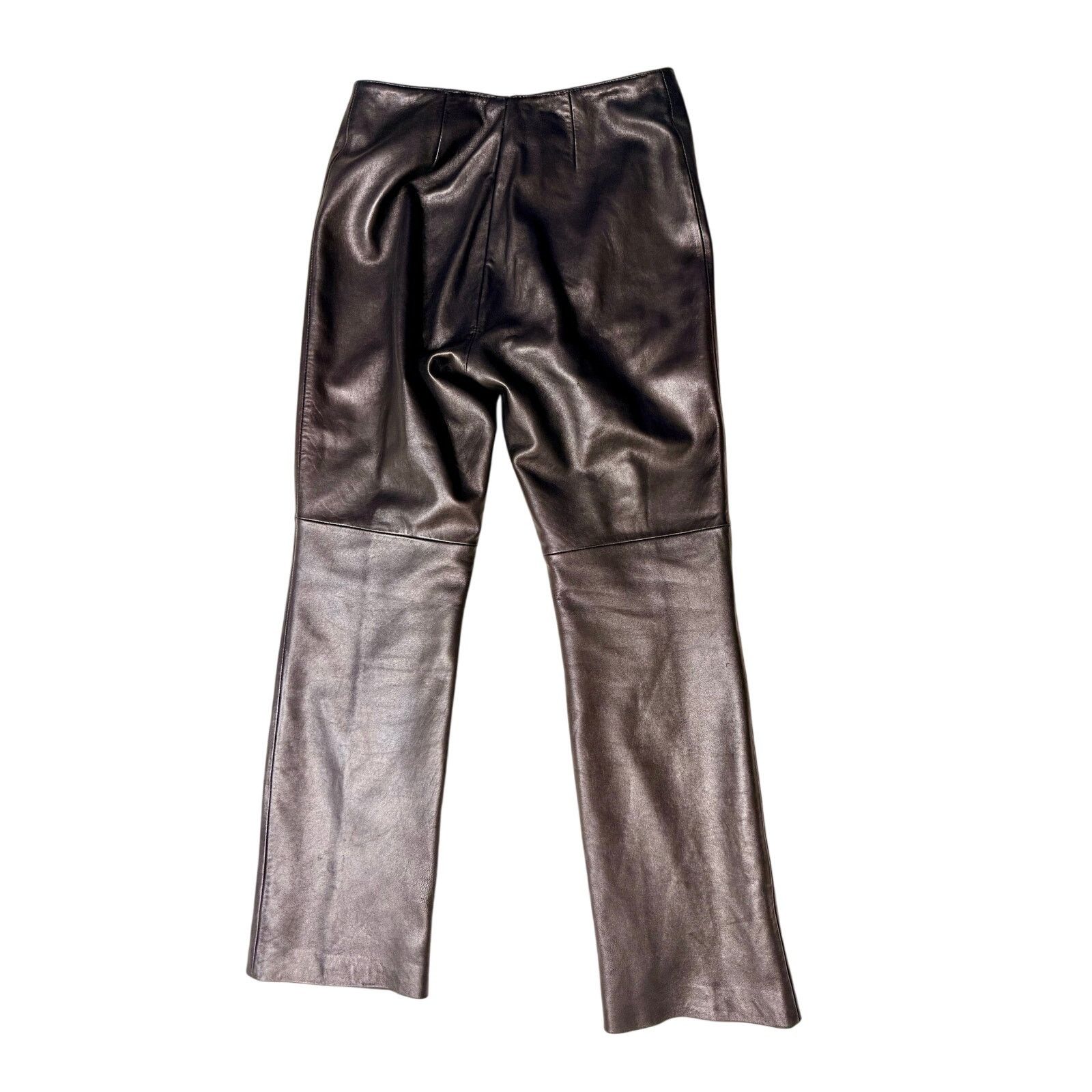 Other Vintage 90s Hugo Buscati Brown Lined Leather Pants Size 6 Size 28" / US 6 / IT 42 - 3 Thumbnail