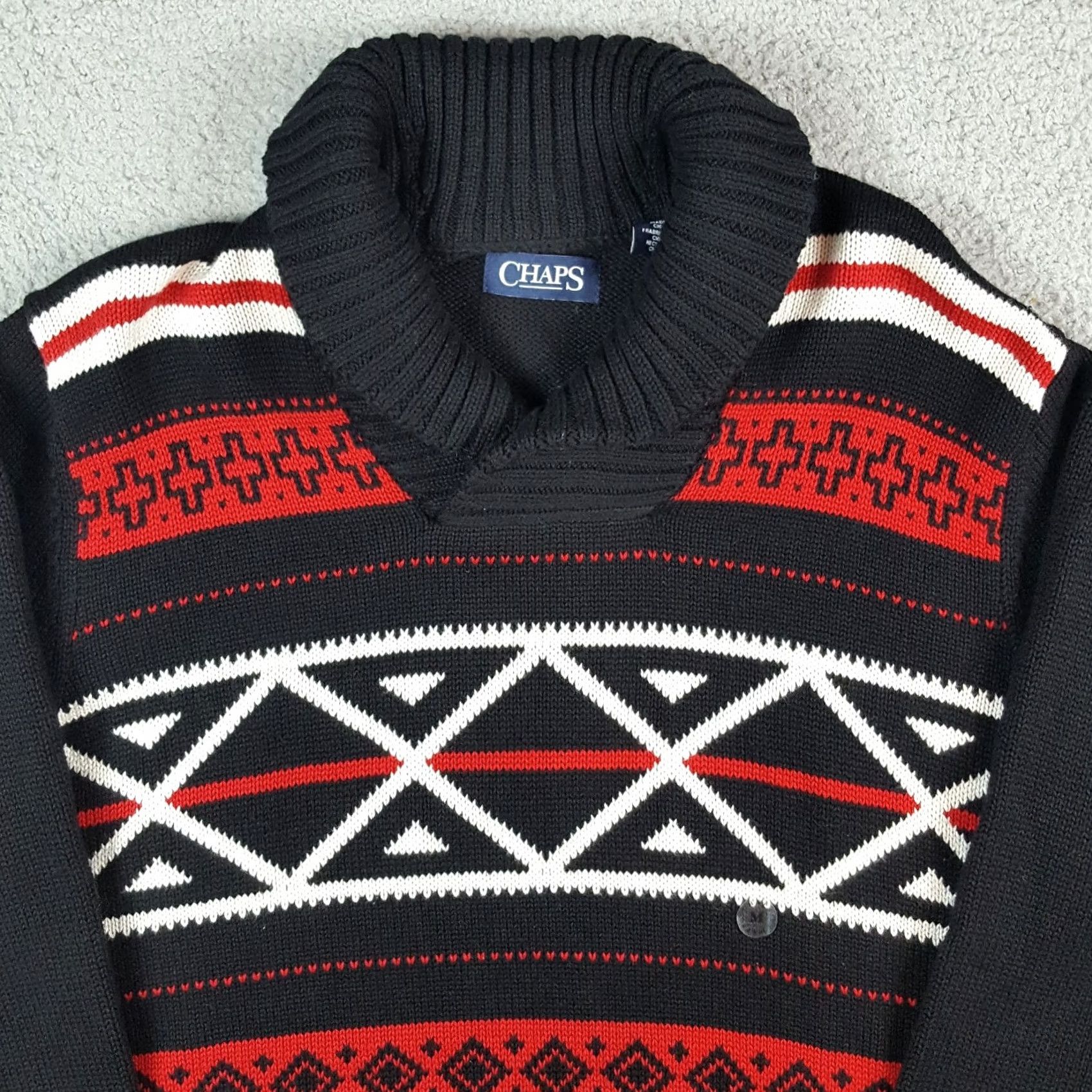 Chaps VINTAGE Chaps Ralph Lauren Aztec Western Knit Shawl Collar Pullover Sweater M Red Mens Size US M / EU 48-50 / 2 - 2 Thumbnail