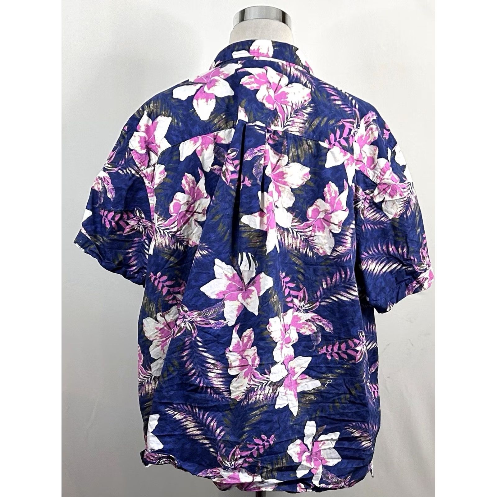 ALOHAS Oak Hill 3XL Hawaiian Aloha Shirt Floral 100% Cotton Blue Pink Short Sleeve Shirt Men Mens Size US XXL / EU 58 / 5 - 4 Thumbnail
