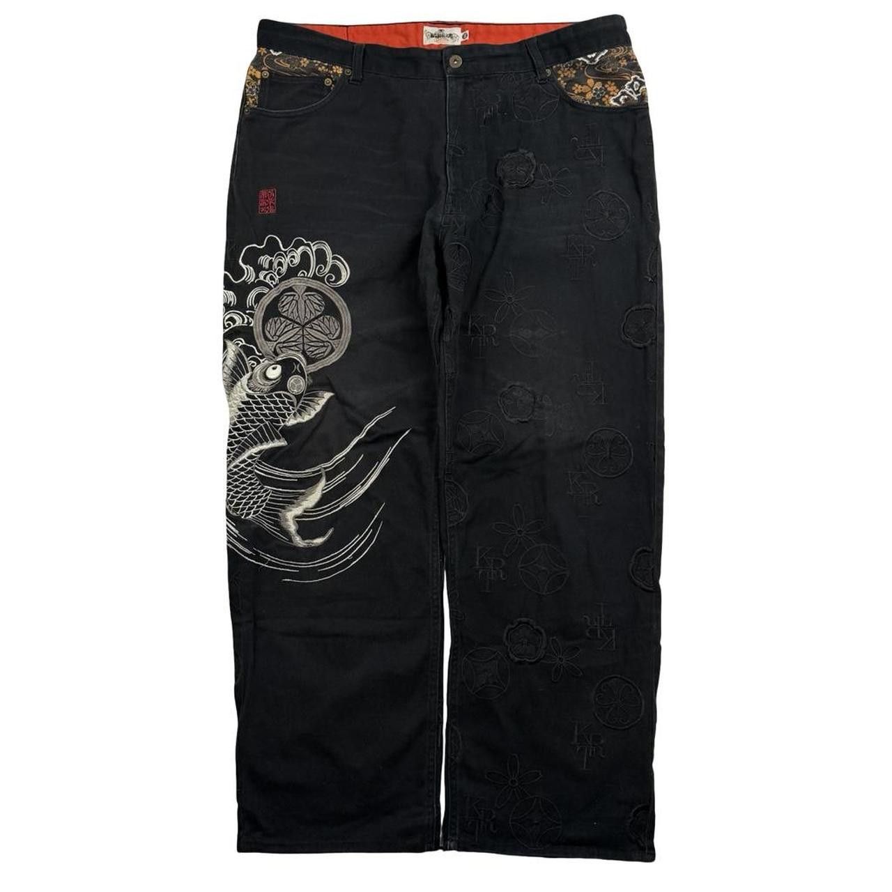 Karakuri Tamashii Karakuri Tamashii Embroidered Koi Japanese Jeans - Waist 40 Size US 40 / EU 56 - 8 Thumbnail