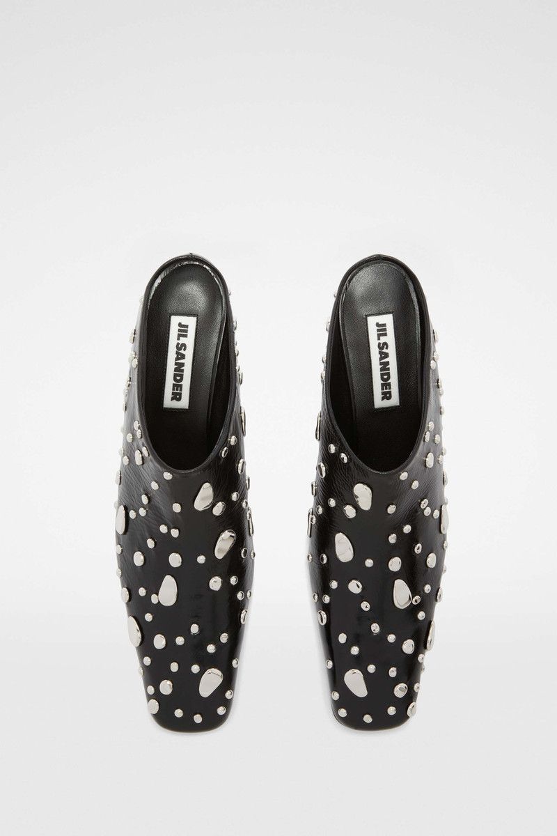 Jil Sander o1loc1c0426 Rivet Detail Leather Mules in Black Size US 7 / IT 37 - 2 Thumbnail