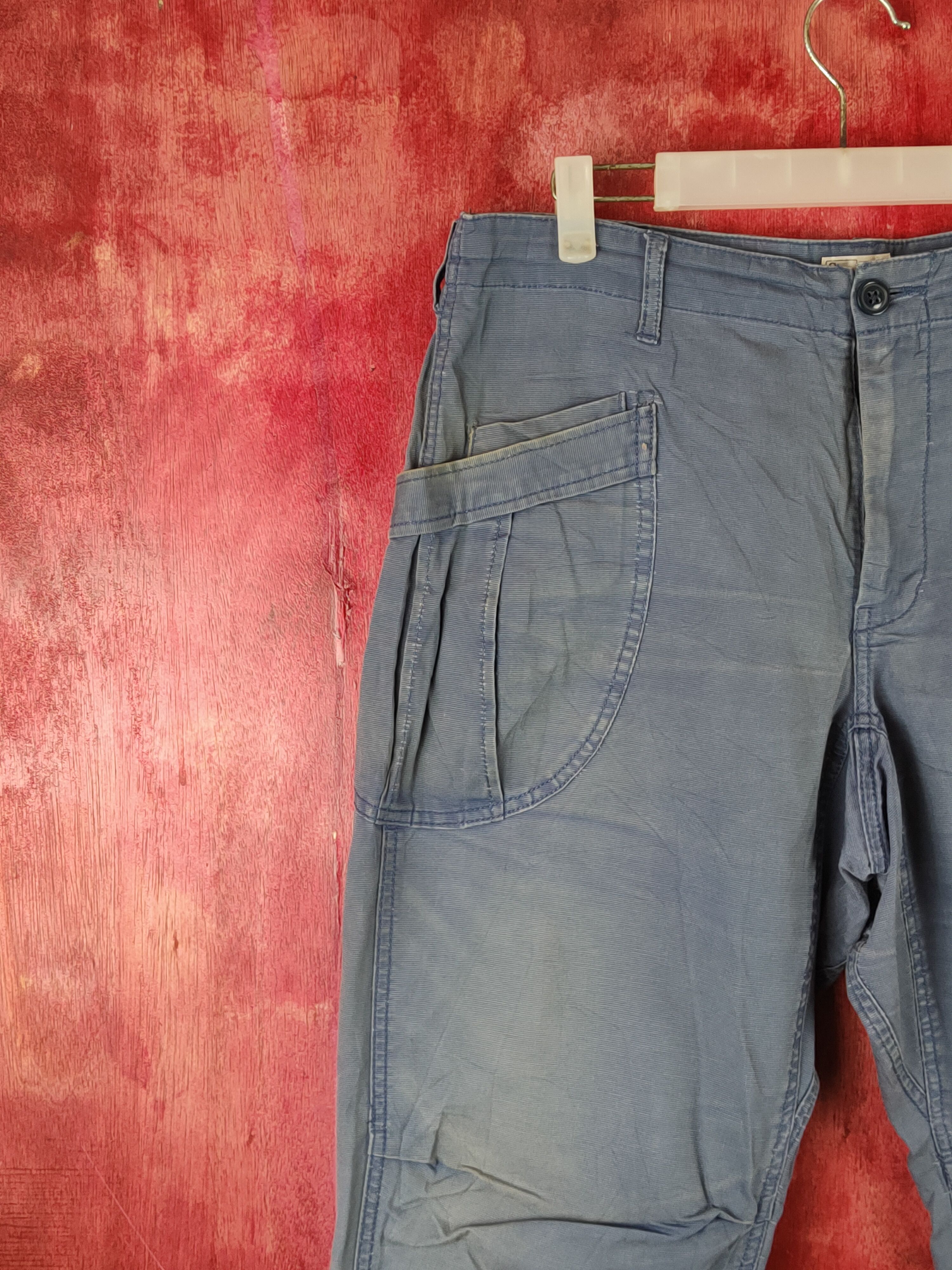 Japanese Brand Coen Blue Faded Multipocket Tactical Cargo Pants #S1763 Size US 33 - 3 Thumbnail
