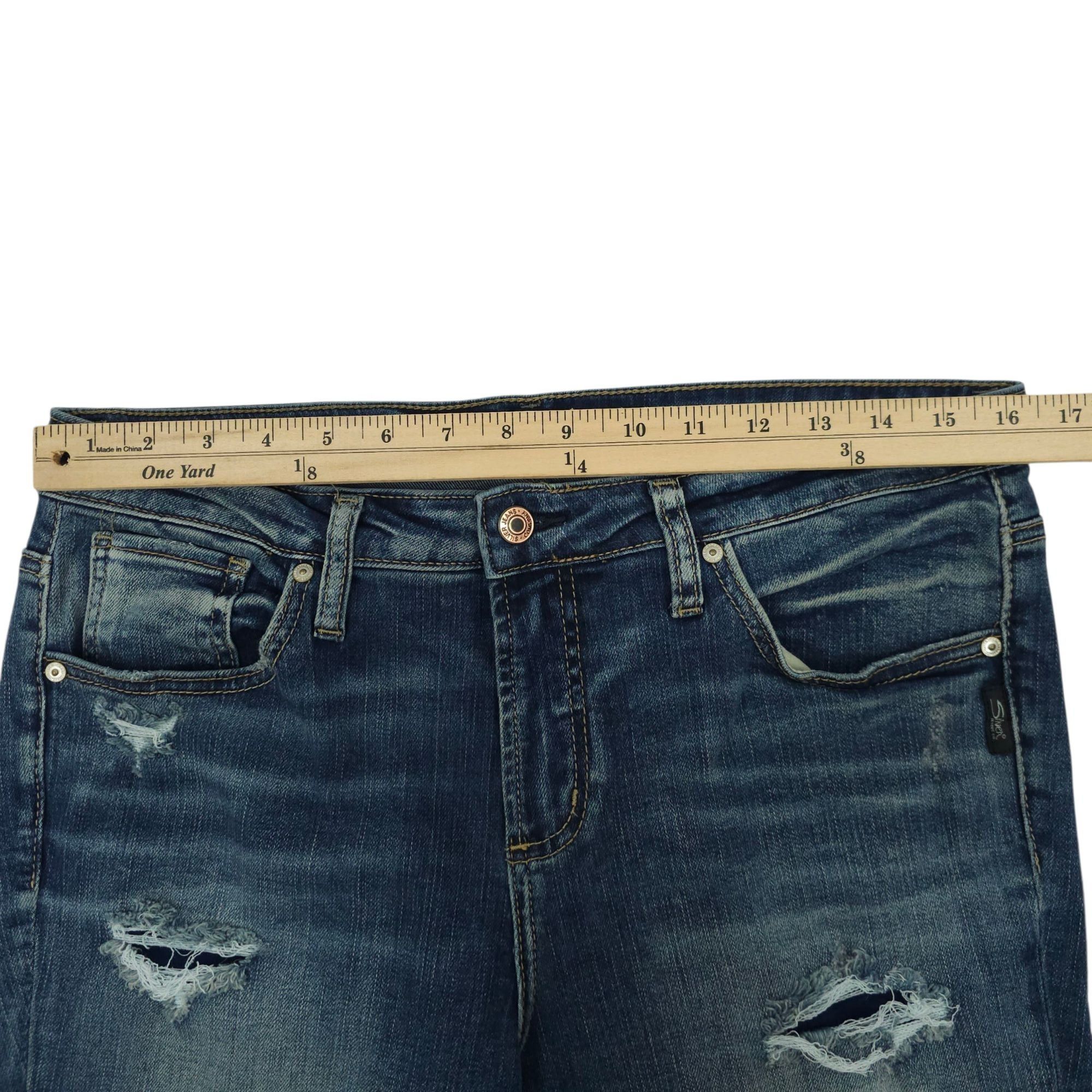 Silver Jeans Co. Silver Jeans Beau Denim Distressed Ripped Womens 31x28 Mid R Size 31" - 3 Thumbnail