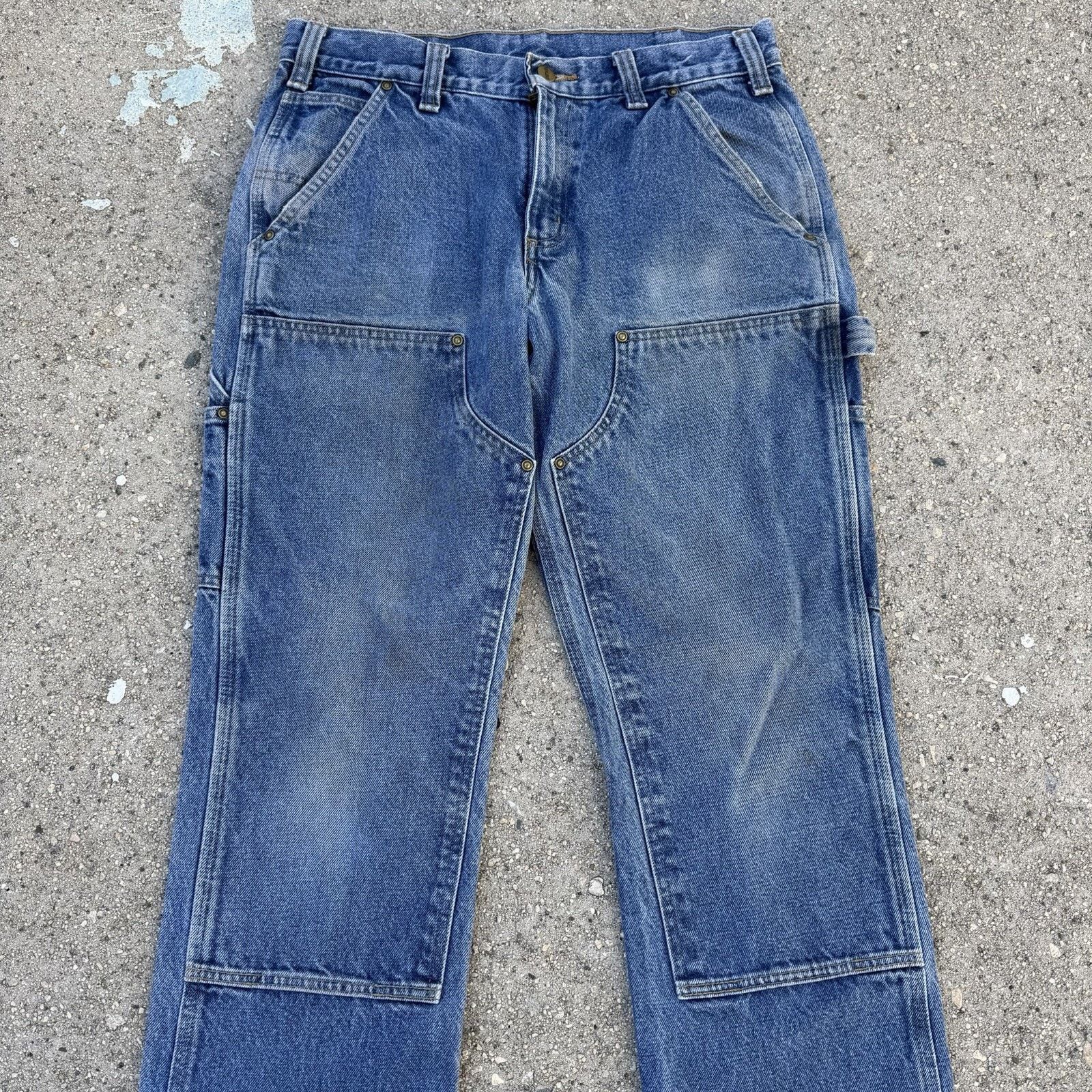 Carhartt × Essentials × Vintage Vintage Carhartt Faded Blue Denim Double Knees 32x30 Grunge Size US 32 / EU 48 - 2 Thumbnail