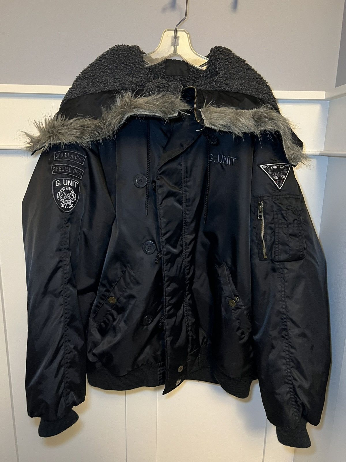 G-Unit Vintage G-Unit brand fur split hood bomber jacket Size US XL / EU 56 / 4 - 1 Thumbnail