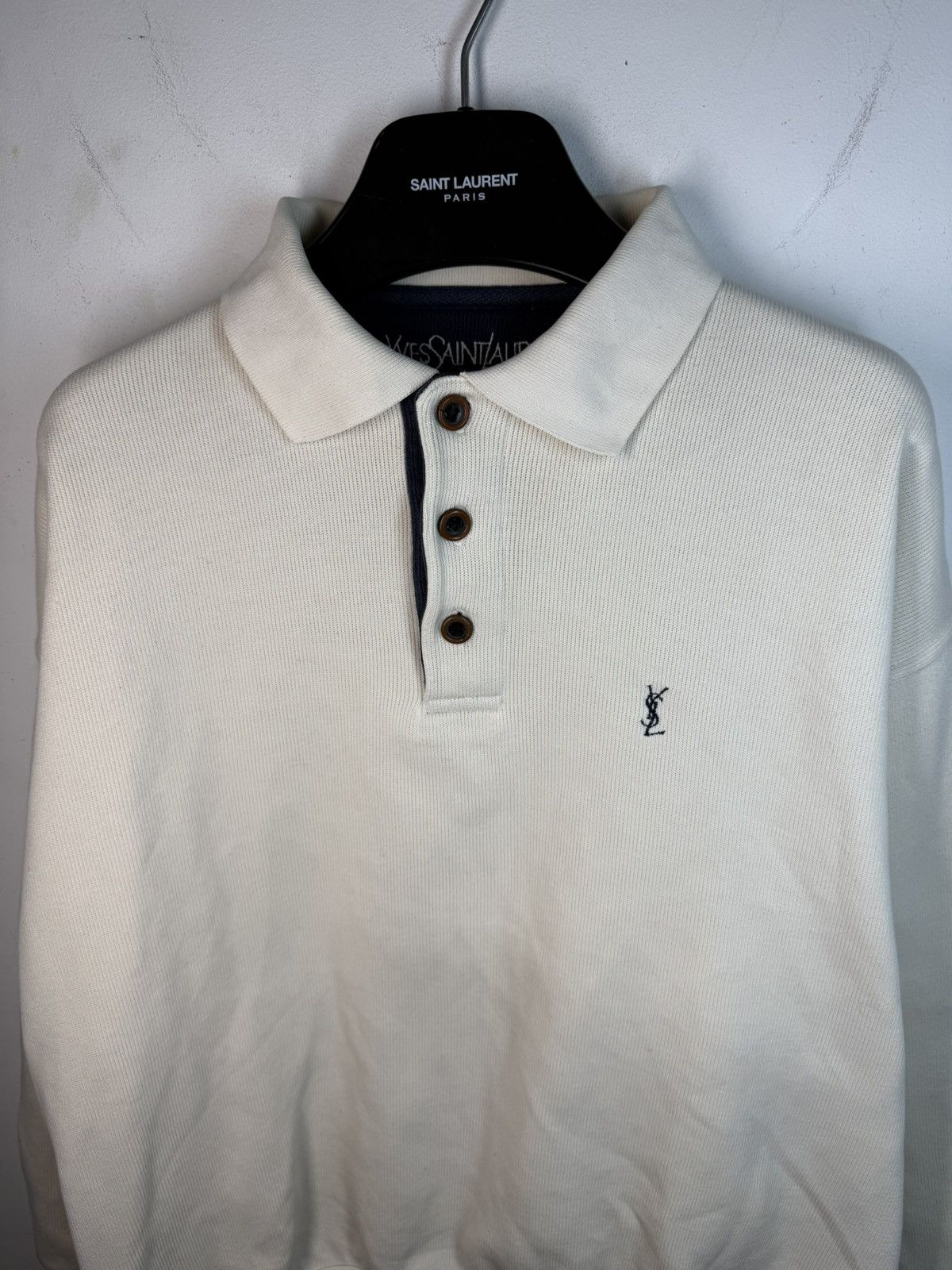 Yves Saint Laurent 90s YSL Sweatshirt White/Sweater Vintage Quarter Zip Up Size US XL / EU 56 / 4 - 5 Thumbnail