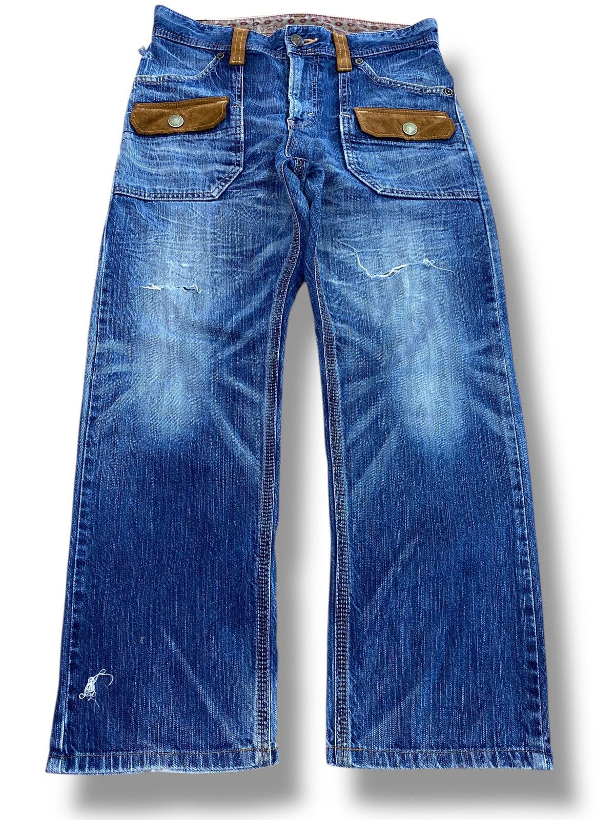 Edwin Edwin Bush Paint Ripped Style Loose Jeans Size US 32 / EU 48 - 1 Thumbnail