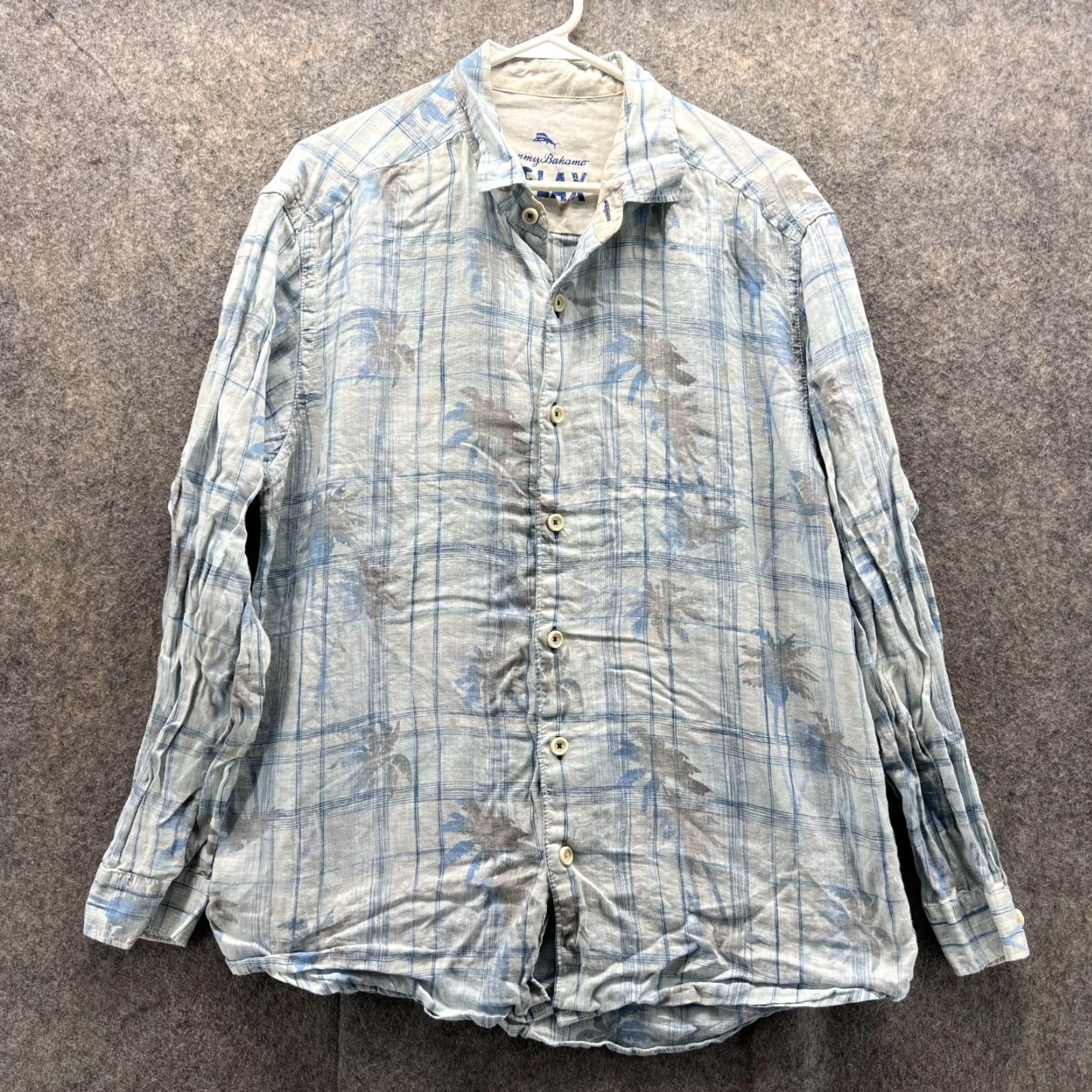 Tommy Bahama Tommy Bahama Shirt Men Medium Blue Linen Relax Casual Button Down Plaid Size US M / EU 48-50 / 2 - 2 Thumbnail