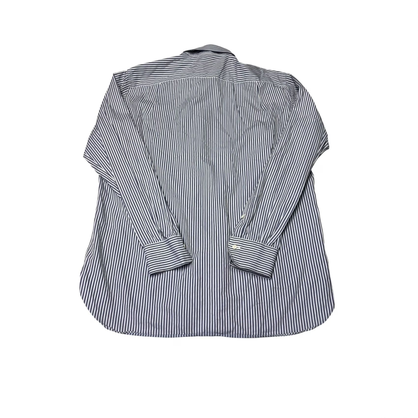 Ermenegildo Zegna Ermenegildo Zegna Dress Shirt Blue White Striped Herringbone 16 41 16 in Regular Mens Shirt Size 42R - 6 Thumbnail