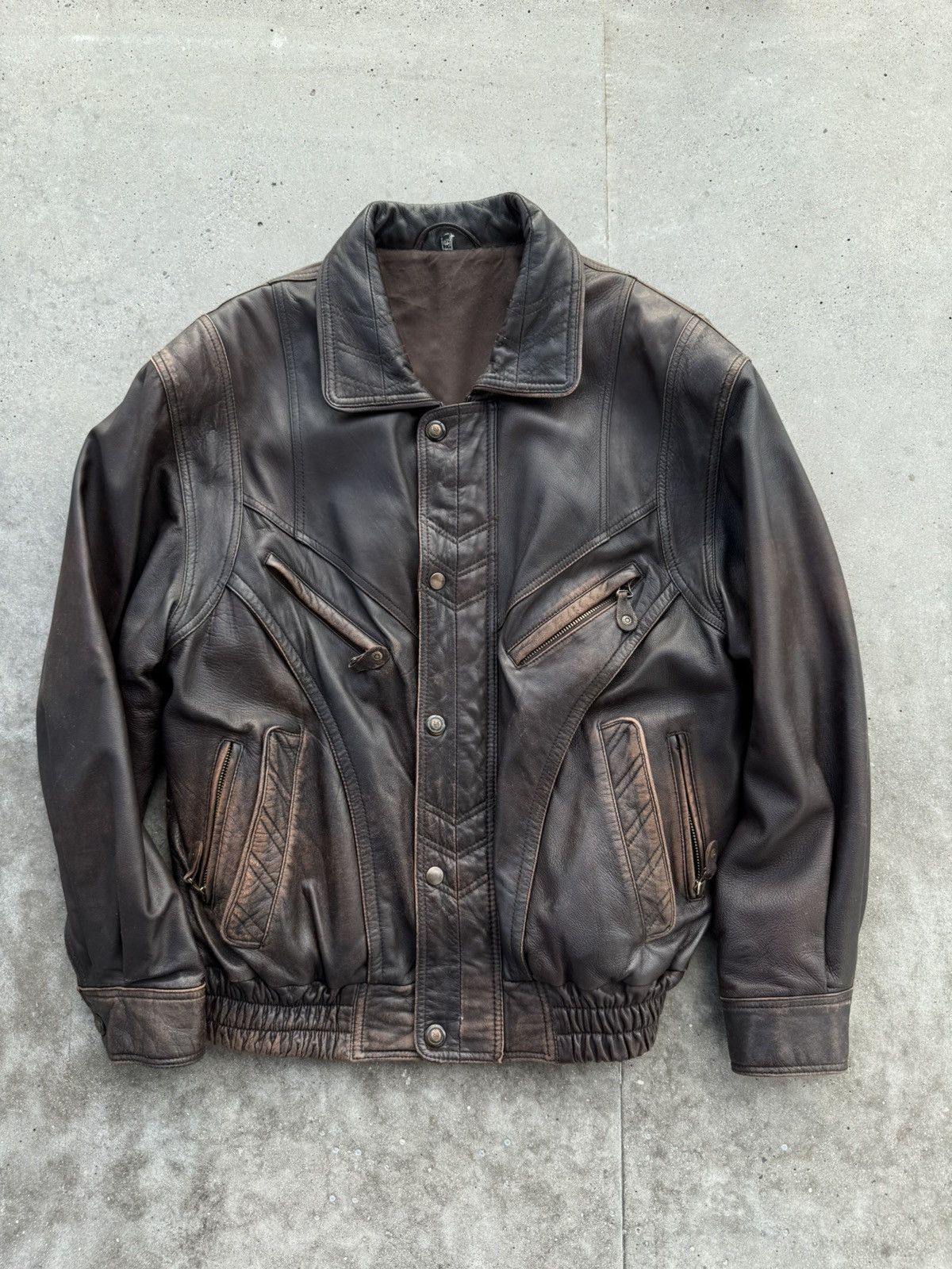 Genuine Leather Biker leather Jacket brown classy fit Size US M / EU 48-50 / 2 - 1 Thumbnail