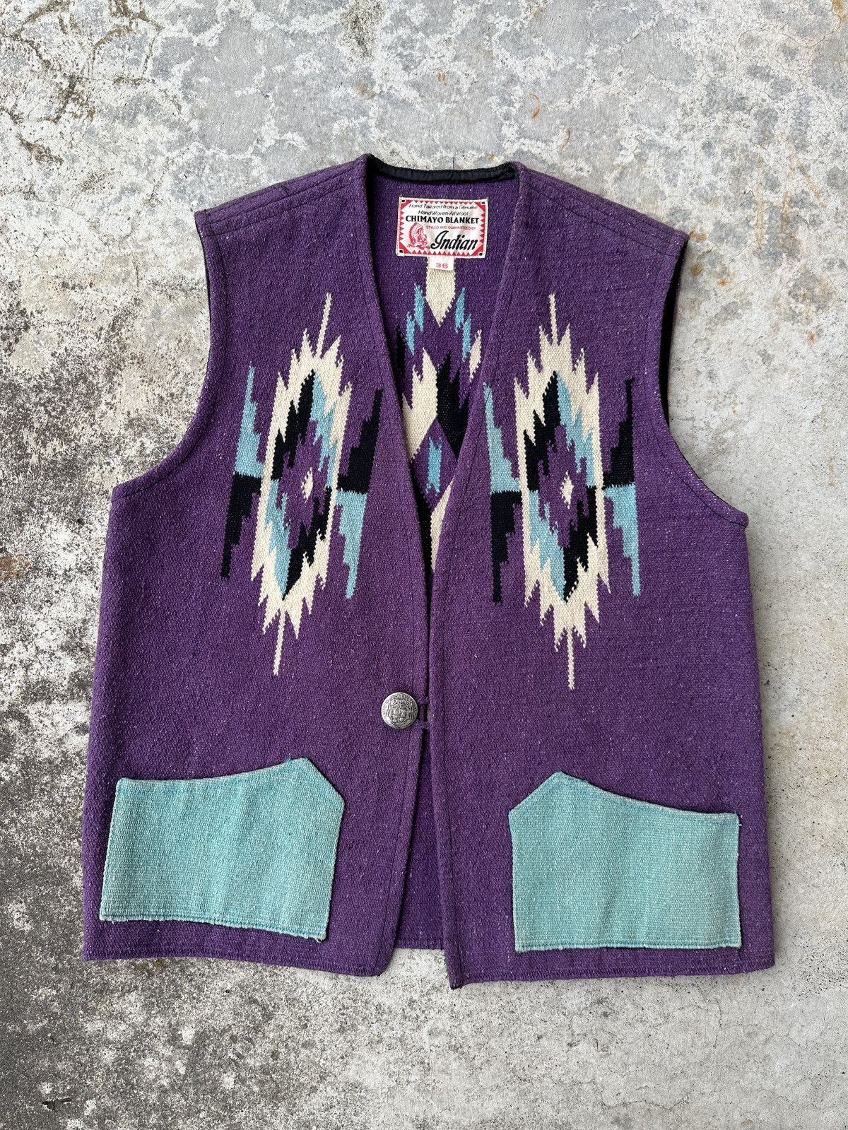 Ortega Wool Chimayo Blanket Americana Concho turquoise vest