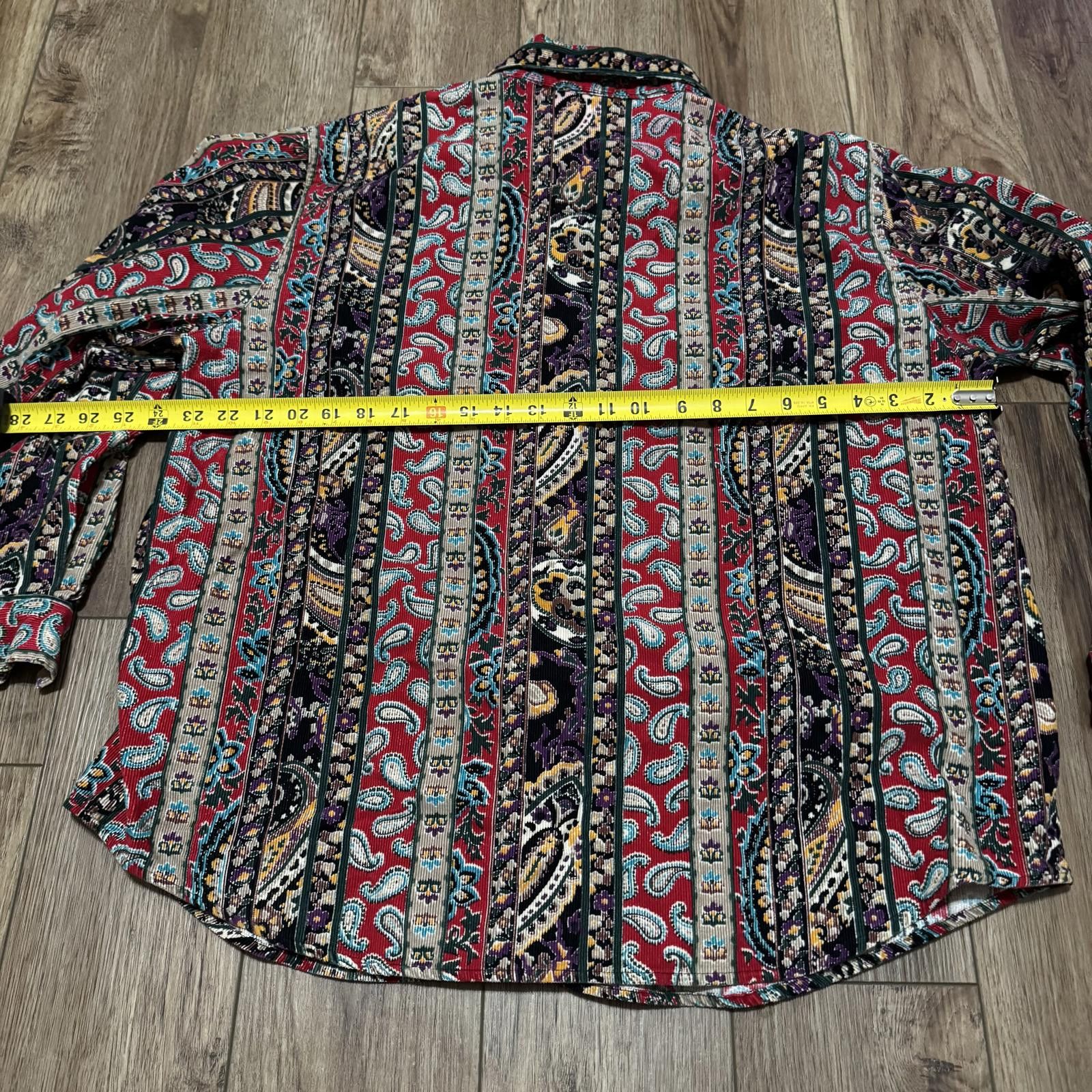 Other Vintage 90s Corduroy Paisley Art Button Shirt CM Company Size XL / US 12-14 / IT 48-50 - 5 Thumbnail