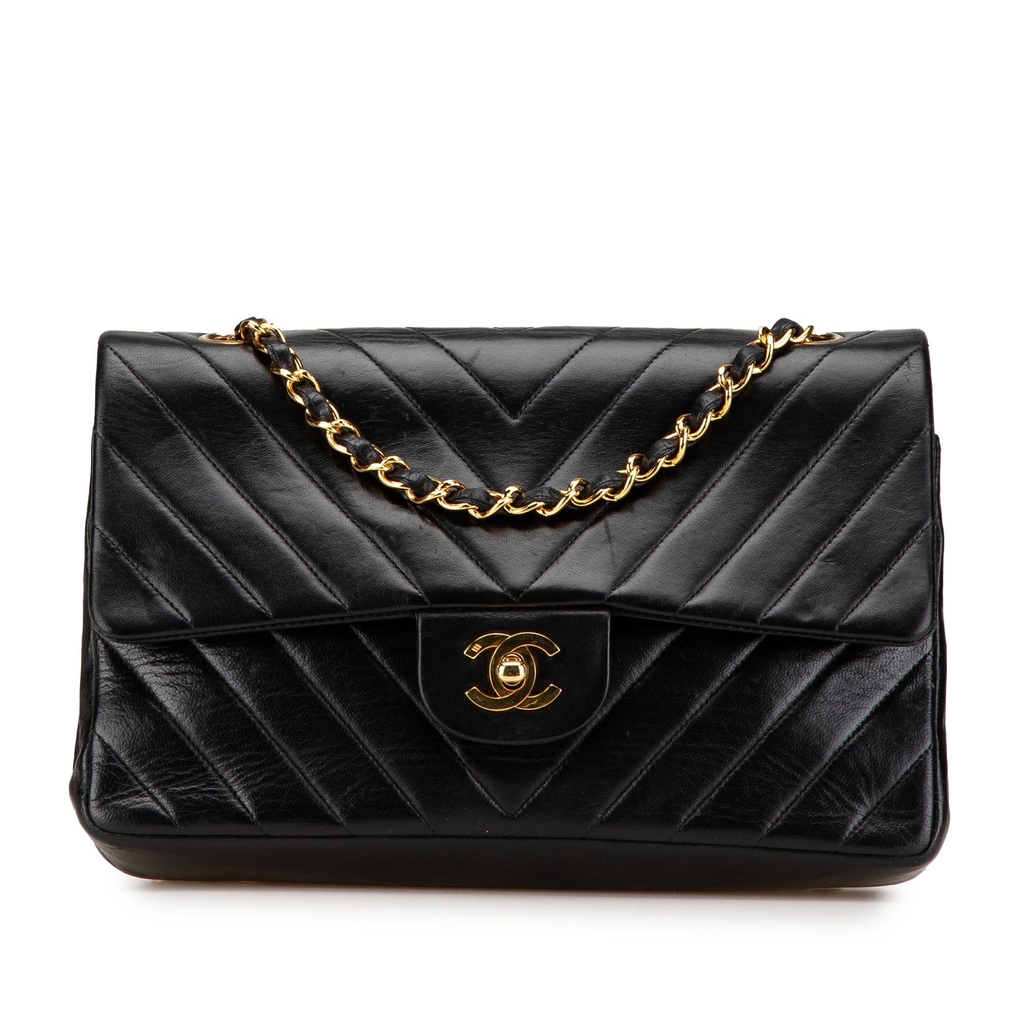 Chanel Chanel Medium Classic Chevron Lambskin Double Flap Black Size ONE SIZE - 1 Thumbnail