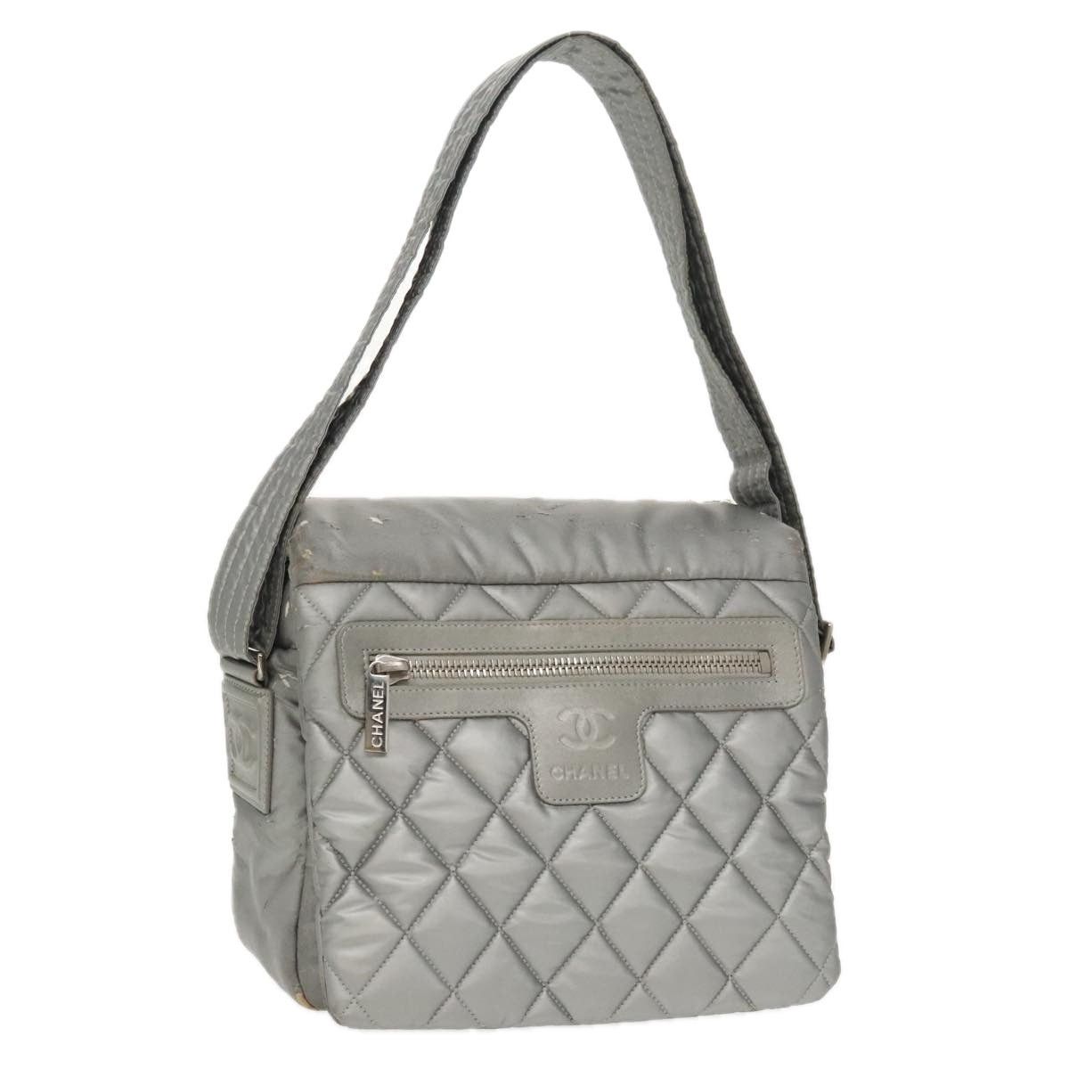 CHANEL Coco Cocoon Shoulder Bag Silver CC