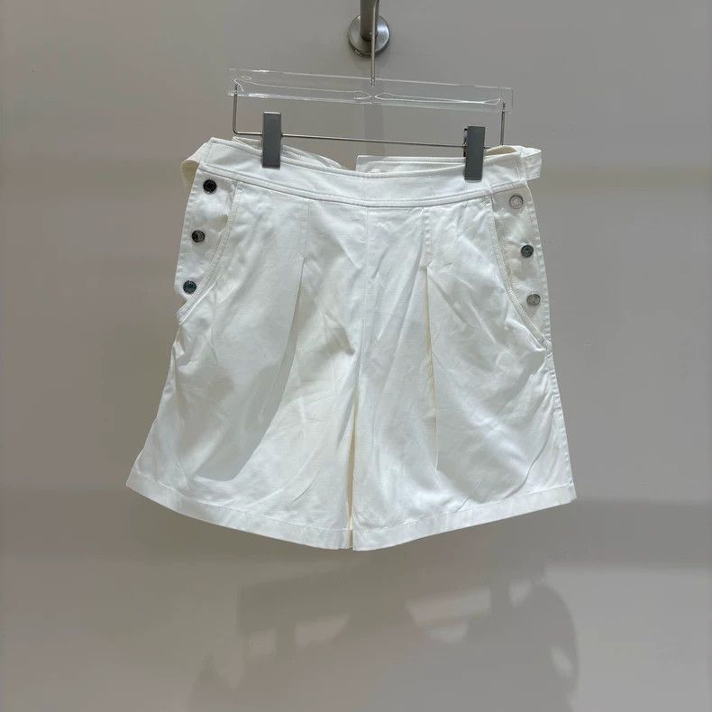 Hermes White Cotton Casual Shorts - dmc