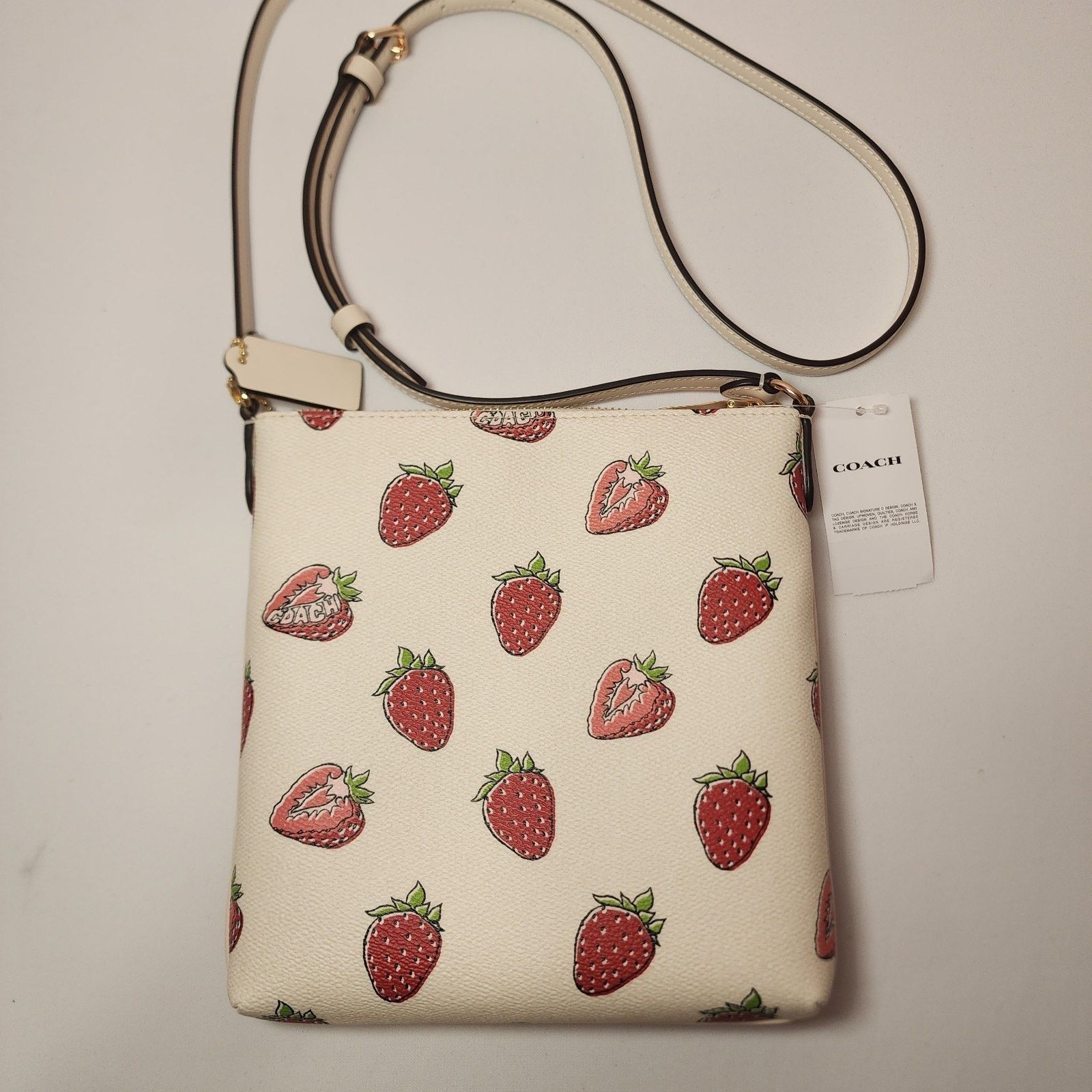 Coach NWT COACH CAQ09 Mini Rowan File Bag Strawberry Print Leather Size ONE SIZE - 2 Thumbnail